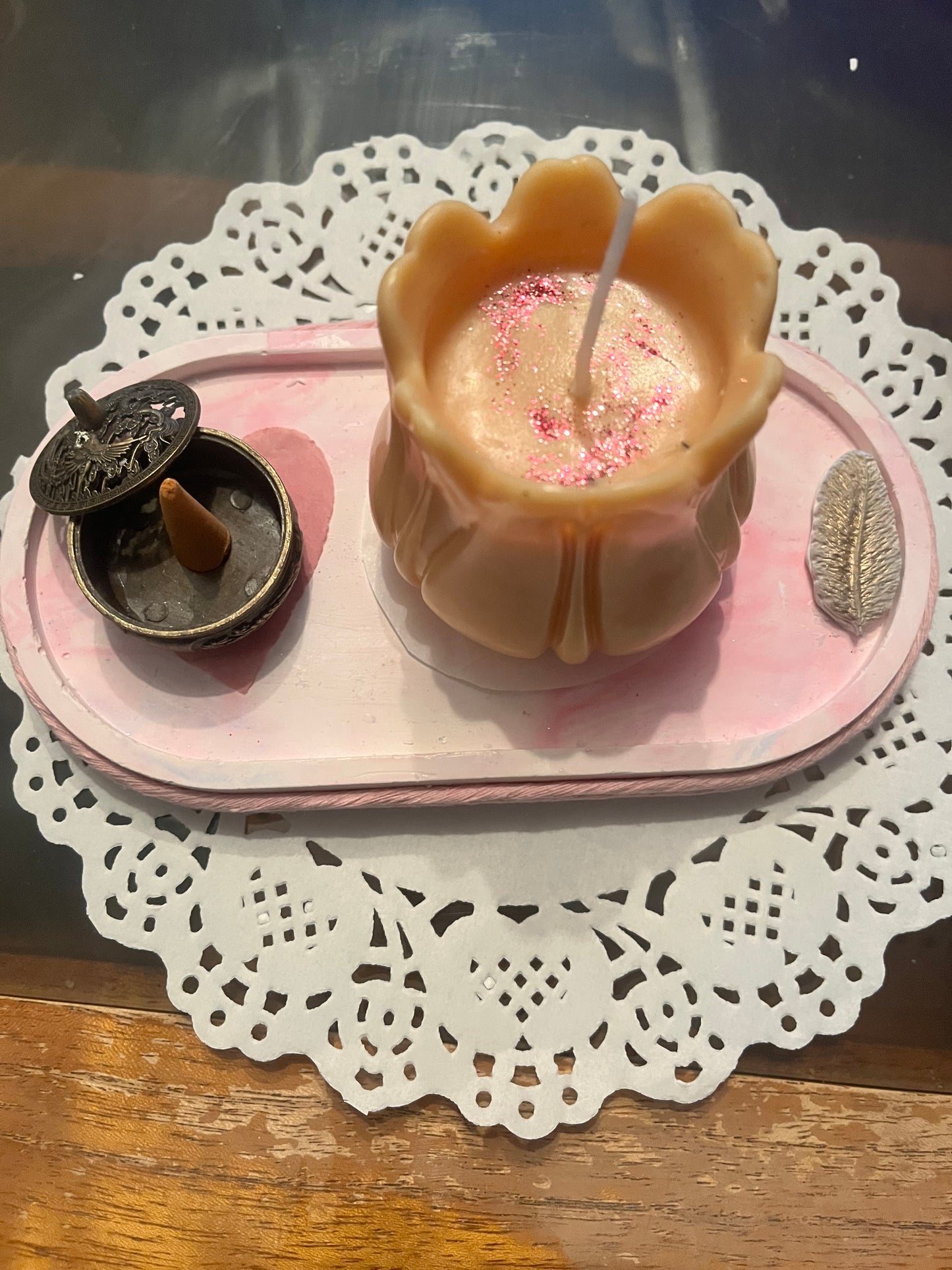 Bougie / plateau avec corolle