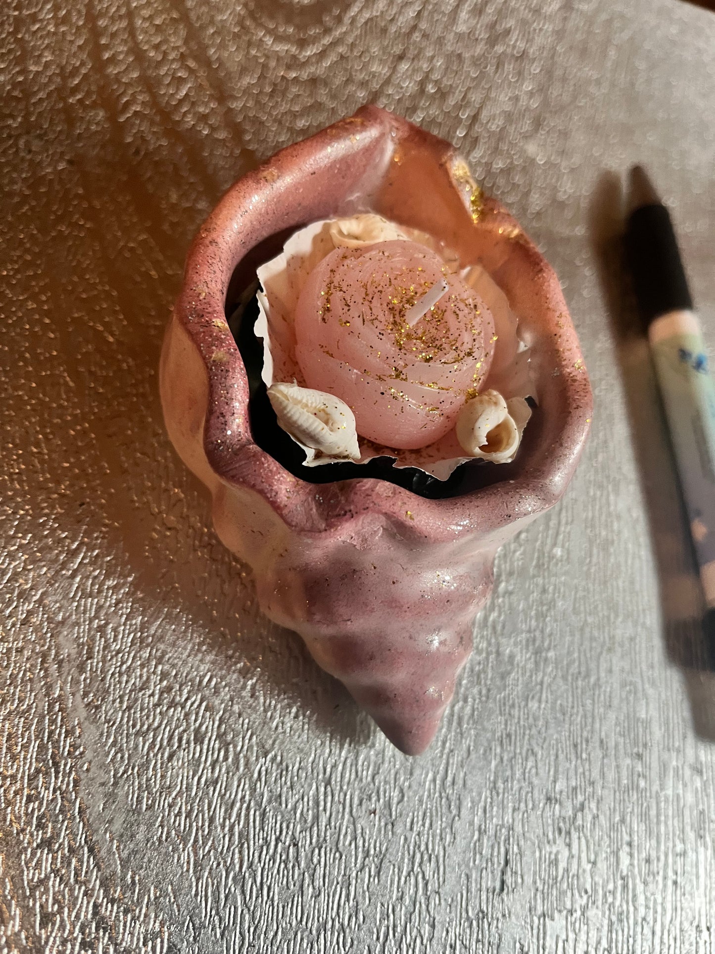 Bougie / coquille escargot en plâtre