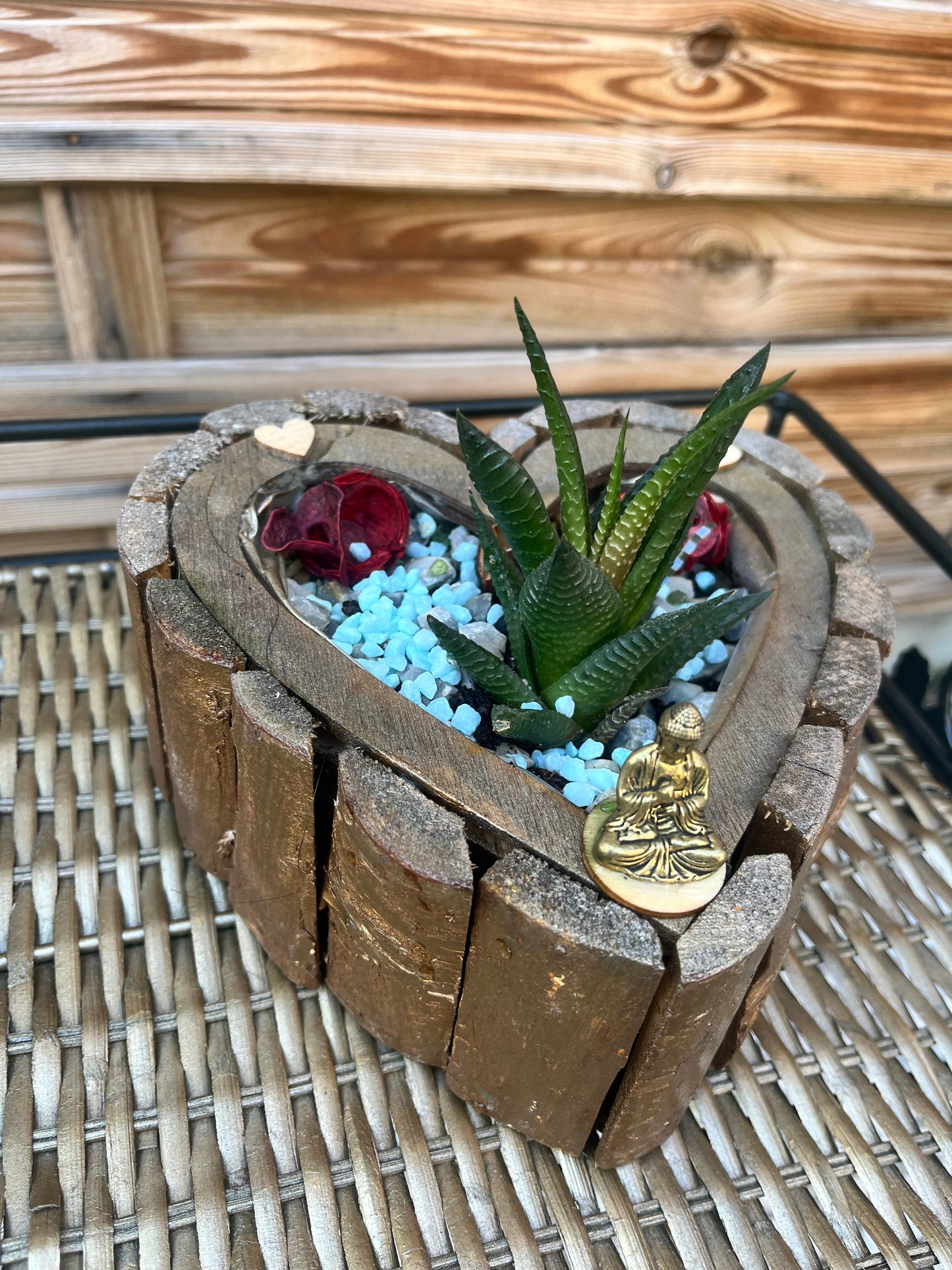 Pot cœur avec fleur cactus
