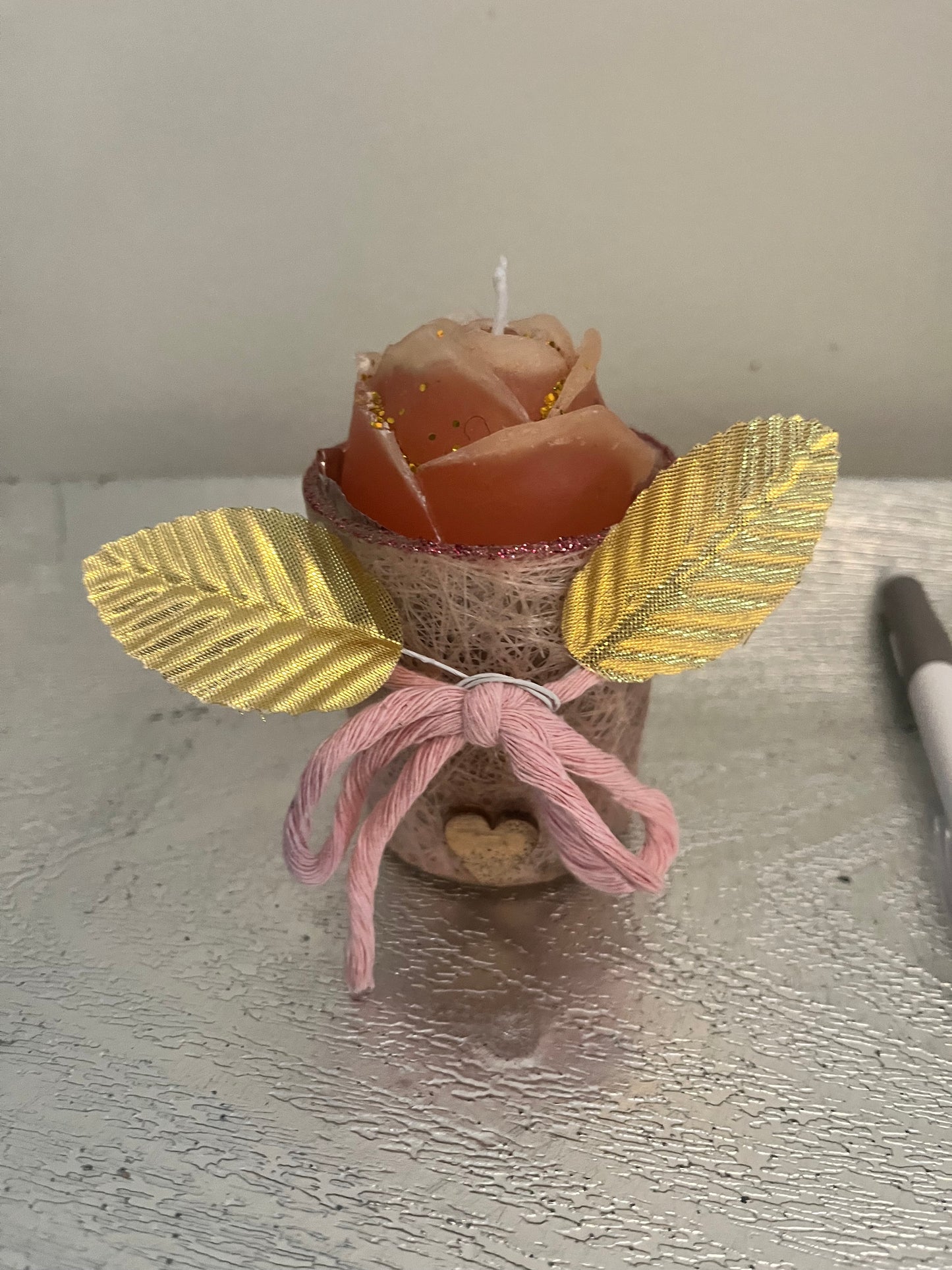 Bougie / petit verre rose