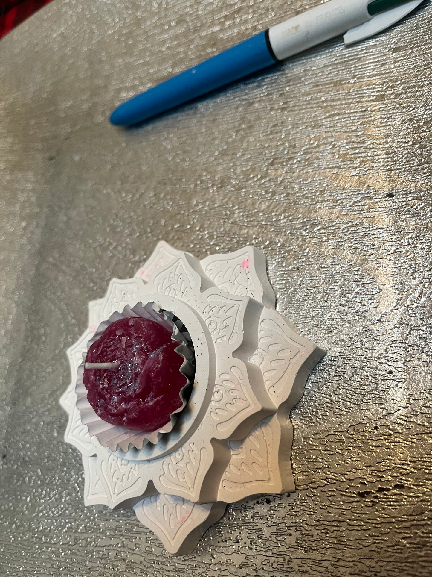 Bougie / fleur de Lotus en plâtre