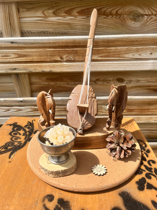 Décoration éléphants en bois et porte bougie
