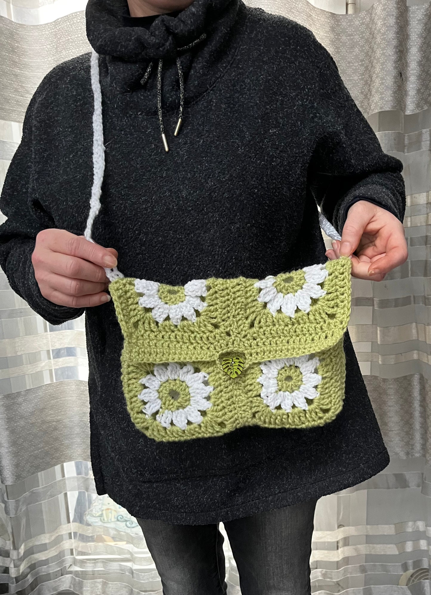 Sac protège livre ou cahier. Vert et blanc