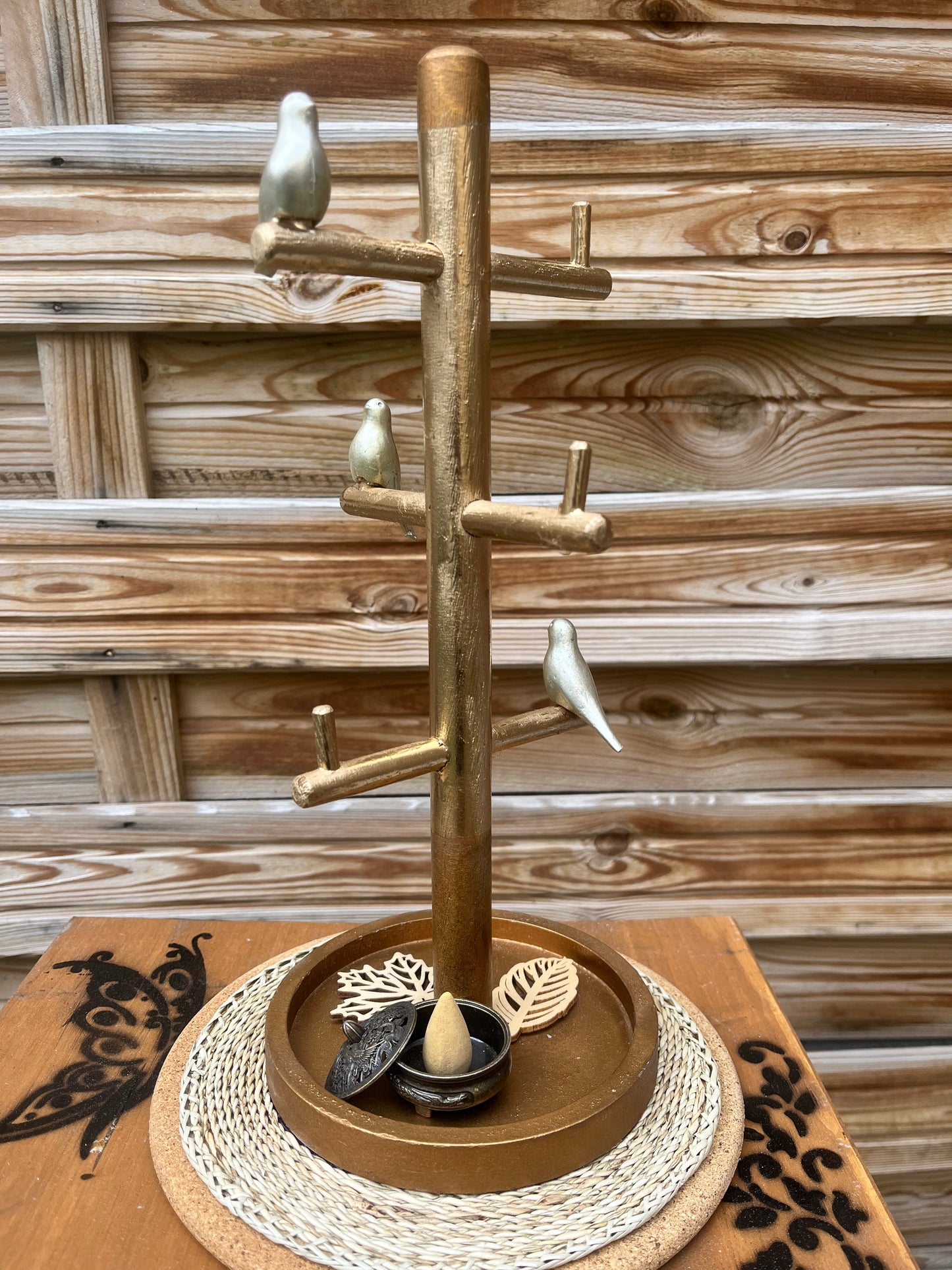 Porte bijoux avec décor oiseaux