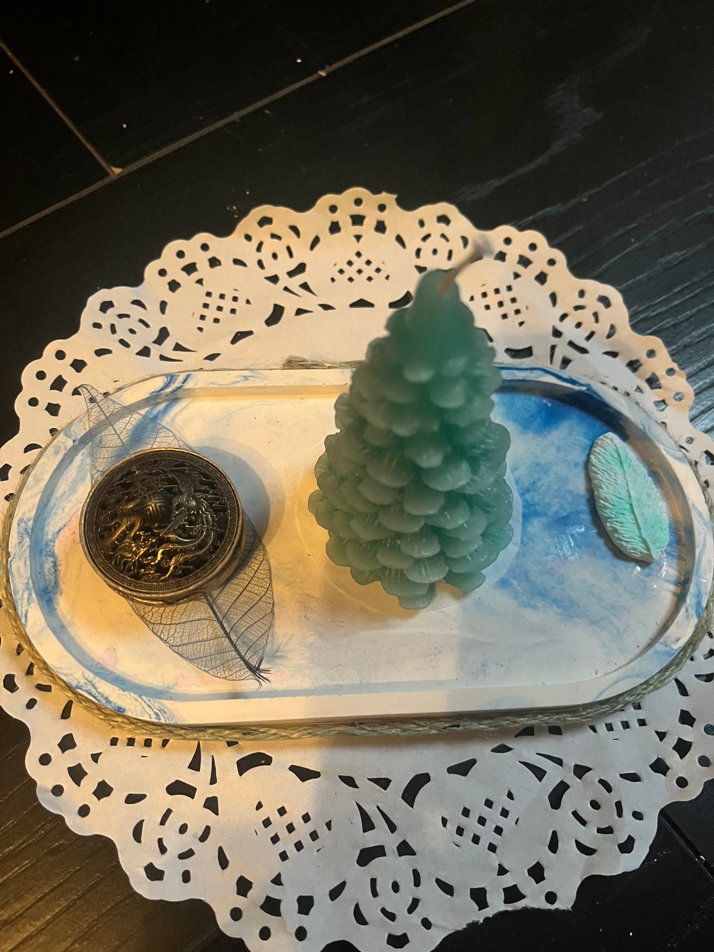 Bougie sapin + plateau