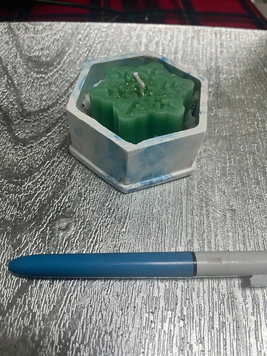 Bougie / support octogonal blanc/bleu