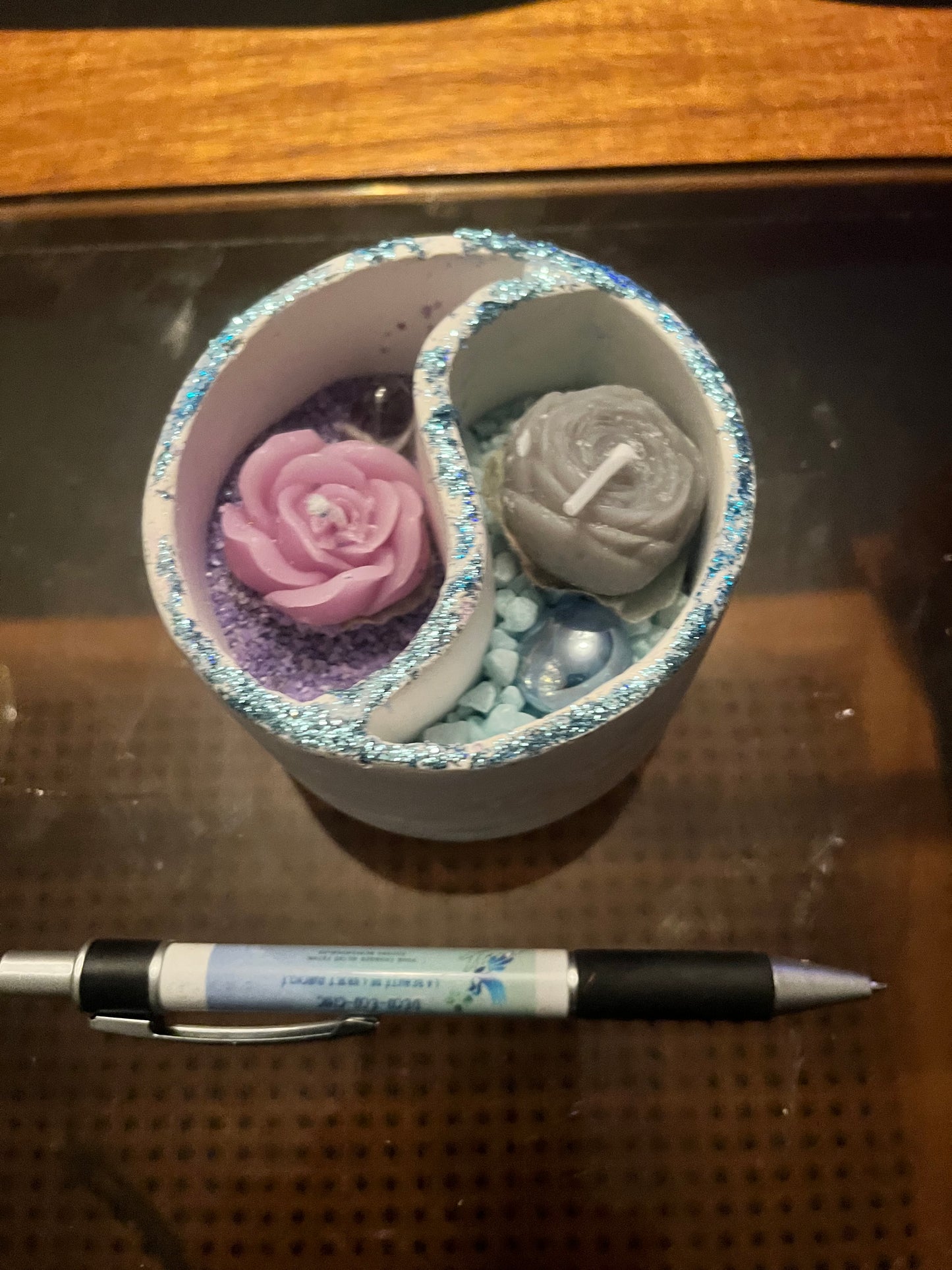 Bougie / yin et yang en plâtre