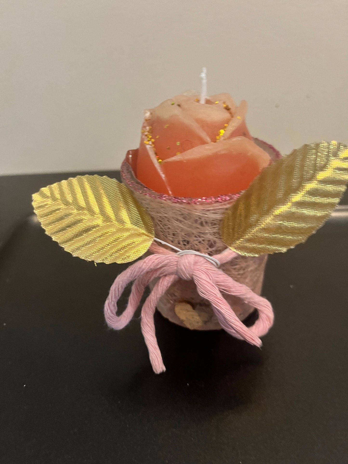 Bougie / petit verre rose