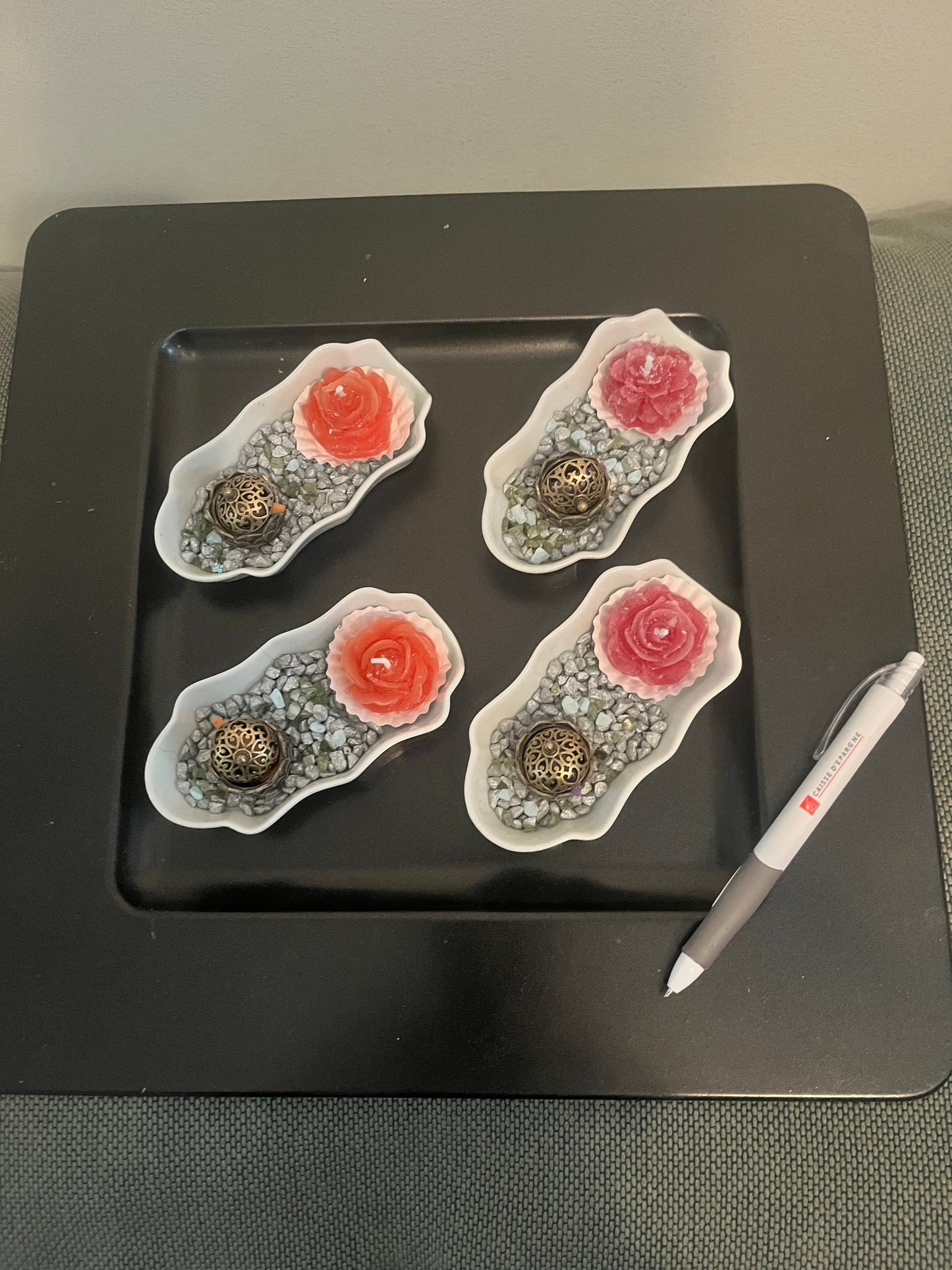 Bougie / coupelle ondulée blanche