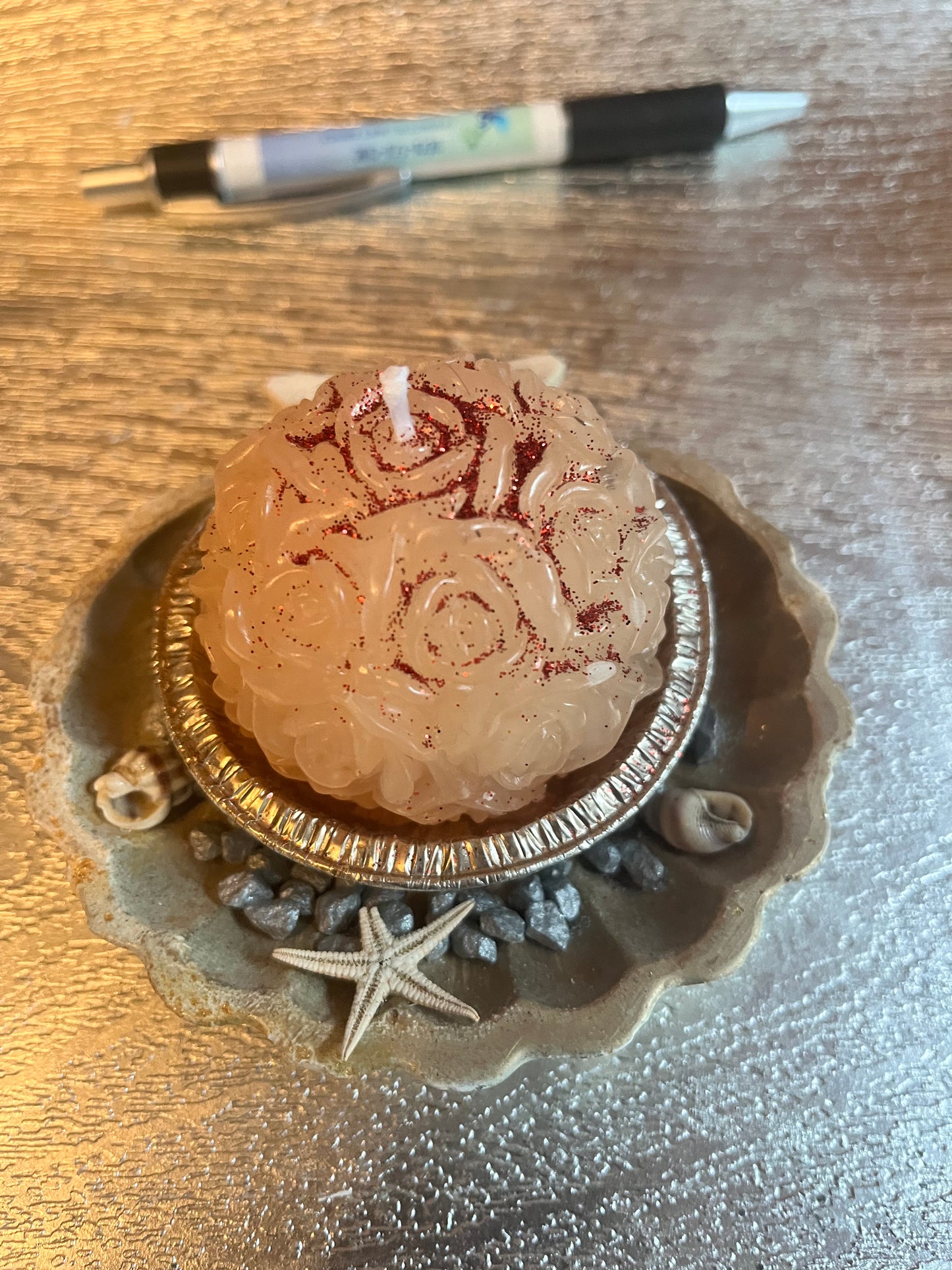 Bougie / coquille St Jacques en plâtre