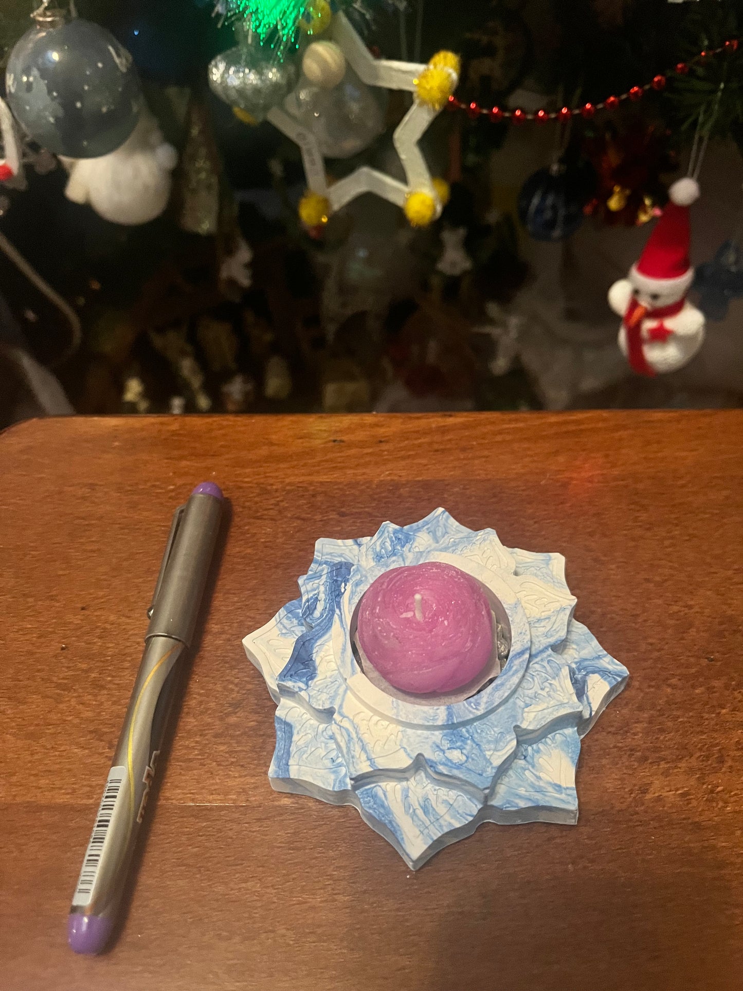 Bougie / fleur de lotus en plâtre