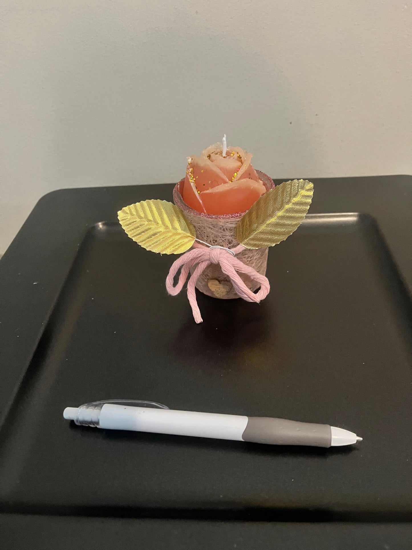 Bougie / petit verre rose