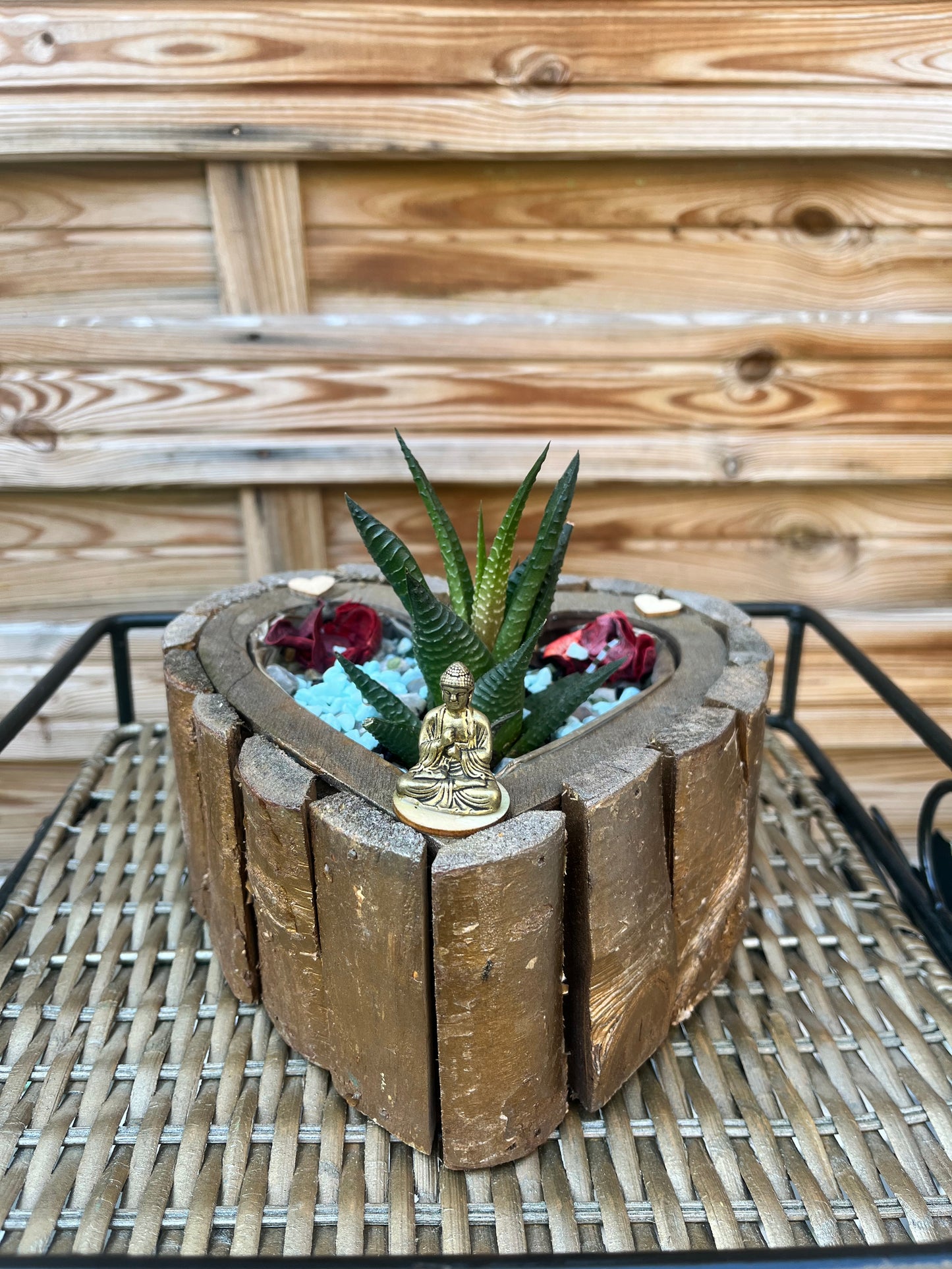 Pot cœur avec fleur cactus