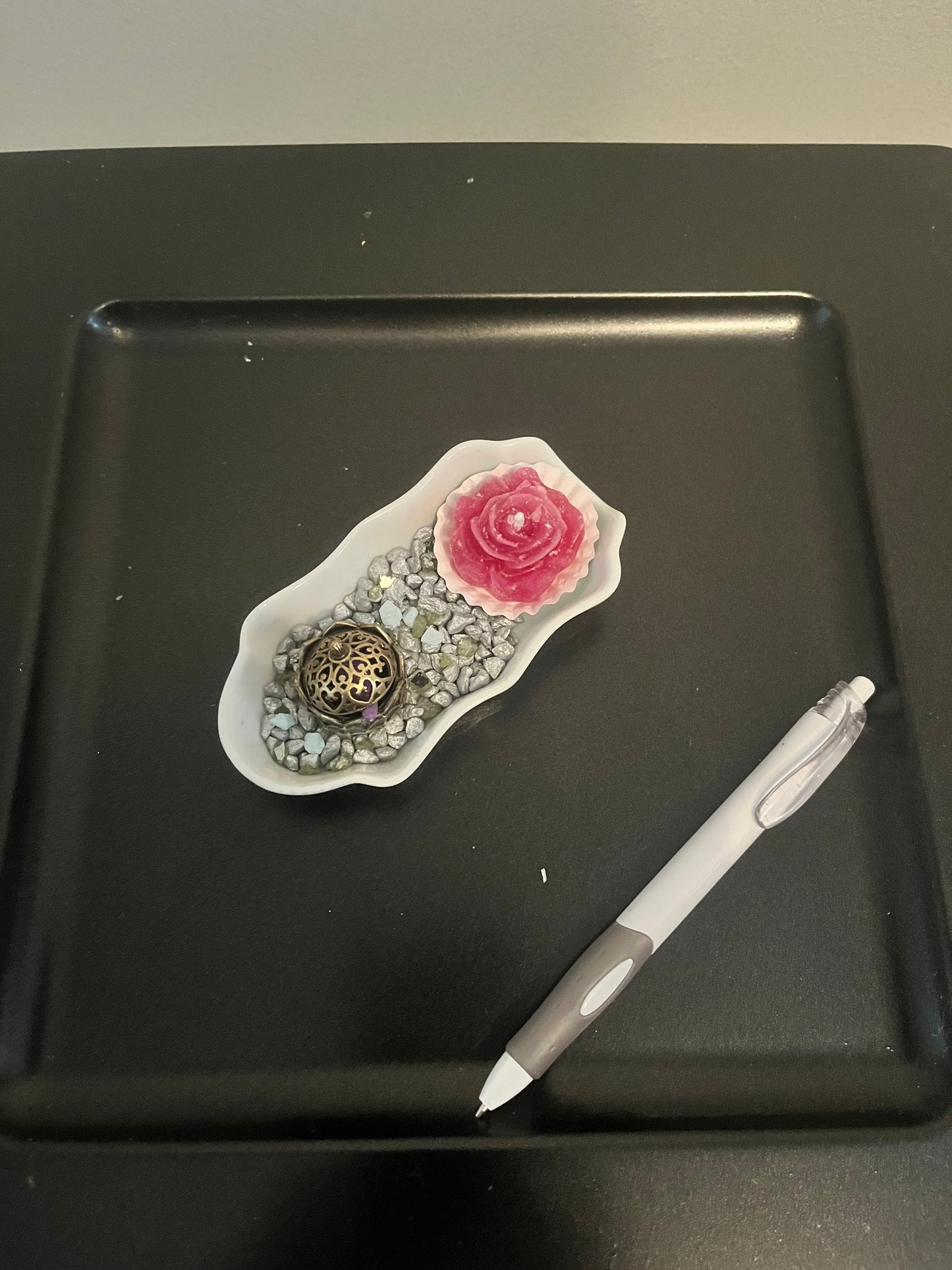 Bougie / coupelle ondulée blanche