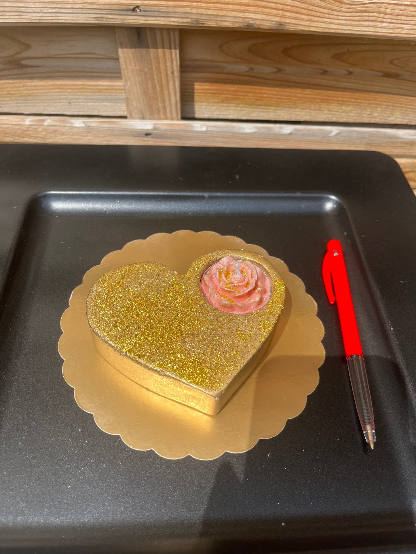 Bougie cœur or