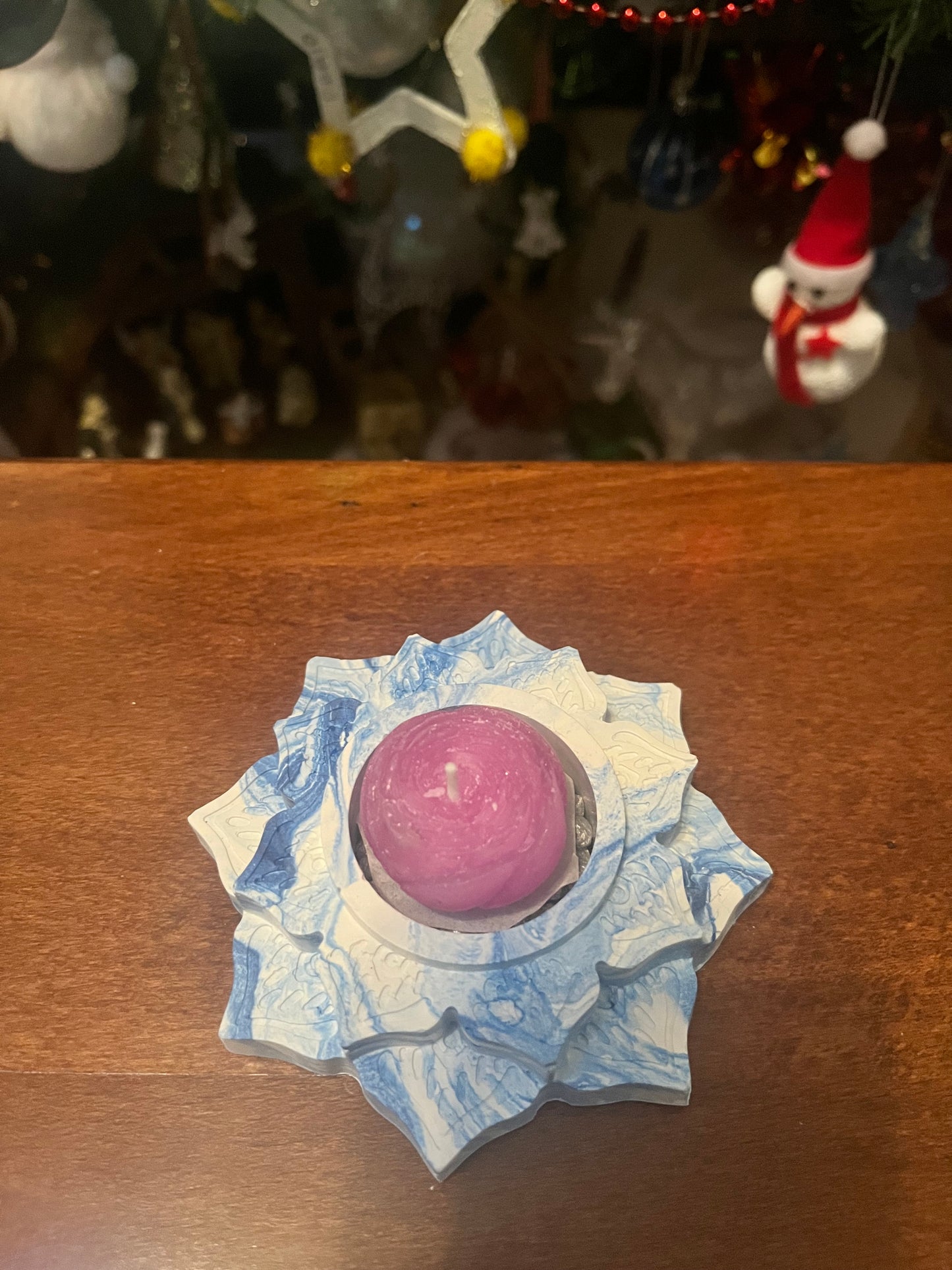 Bougie / fleur de lotus en plâtre