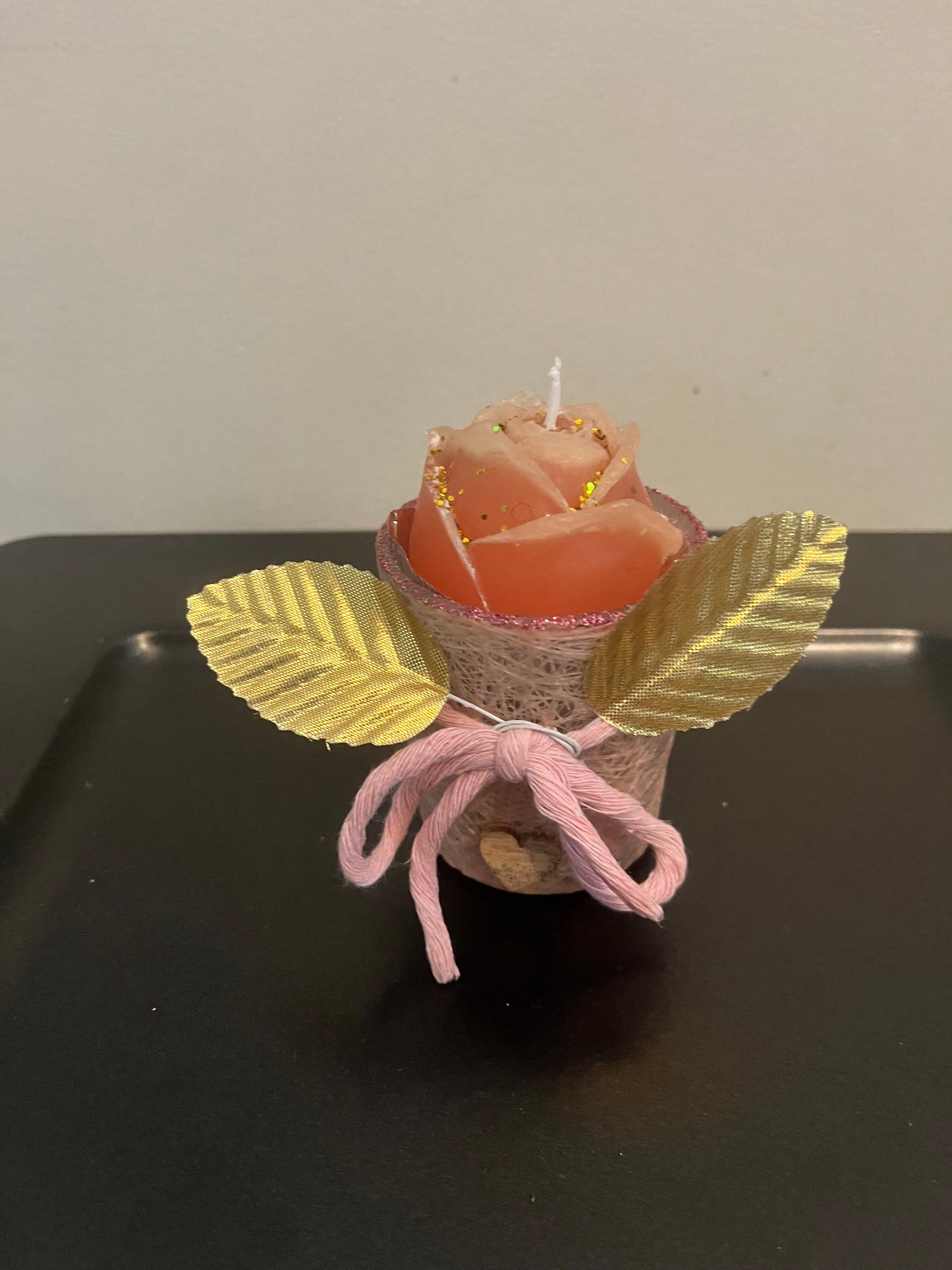 Bougie / petit verre rose