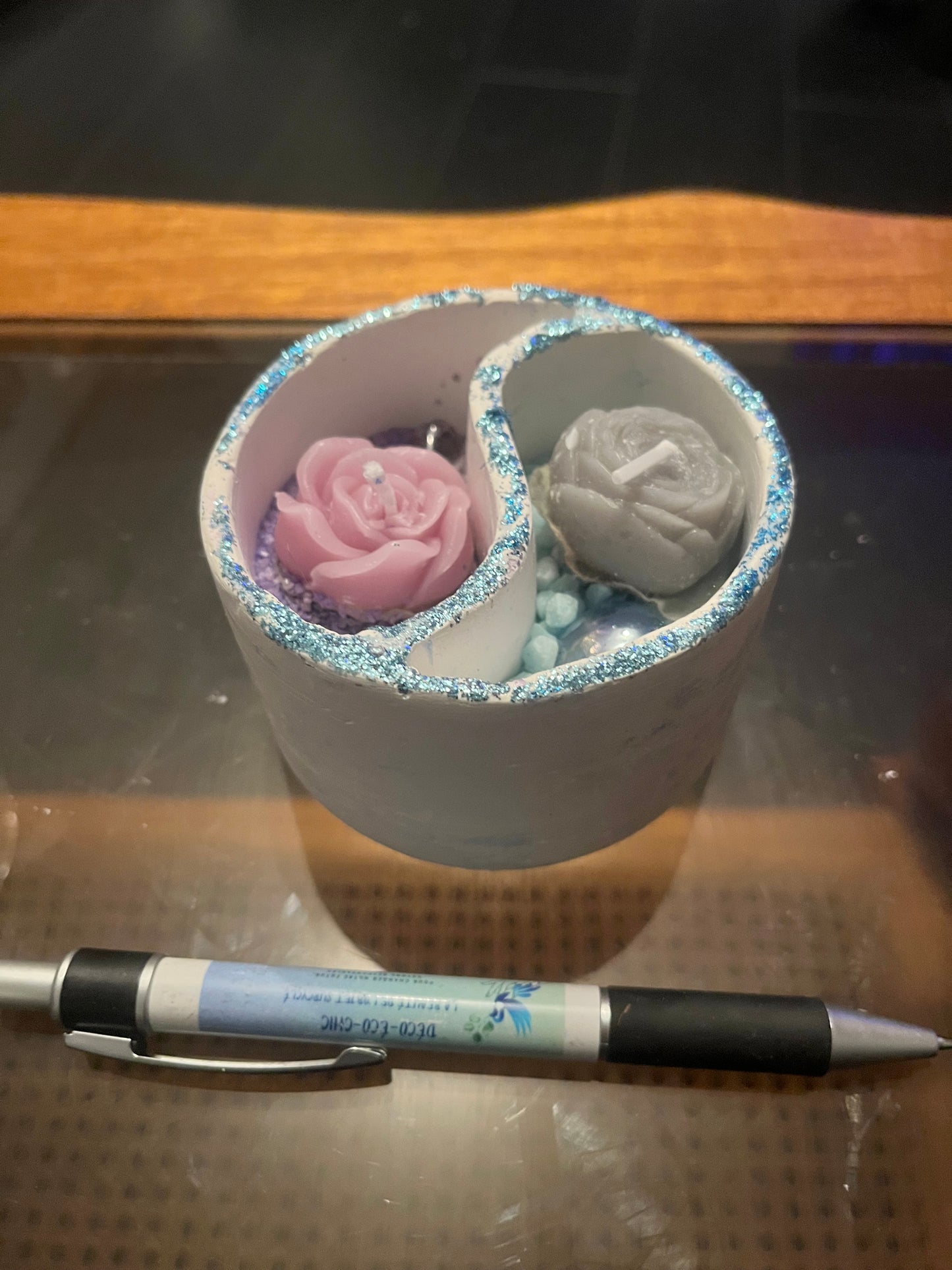 Bougie / yin et yang en plâtre