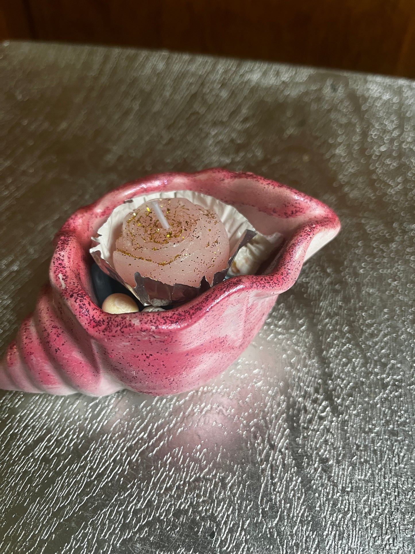 Bougie / coquille d escargot en plâtre