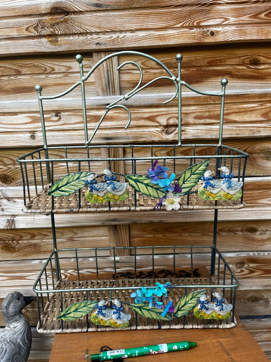 Étagère double panier avec déco canards