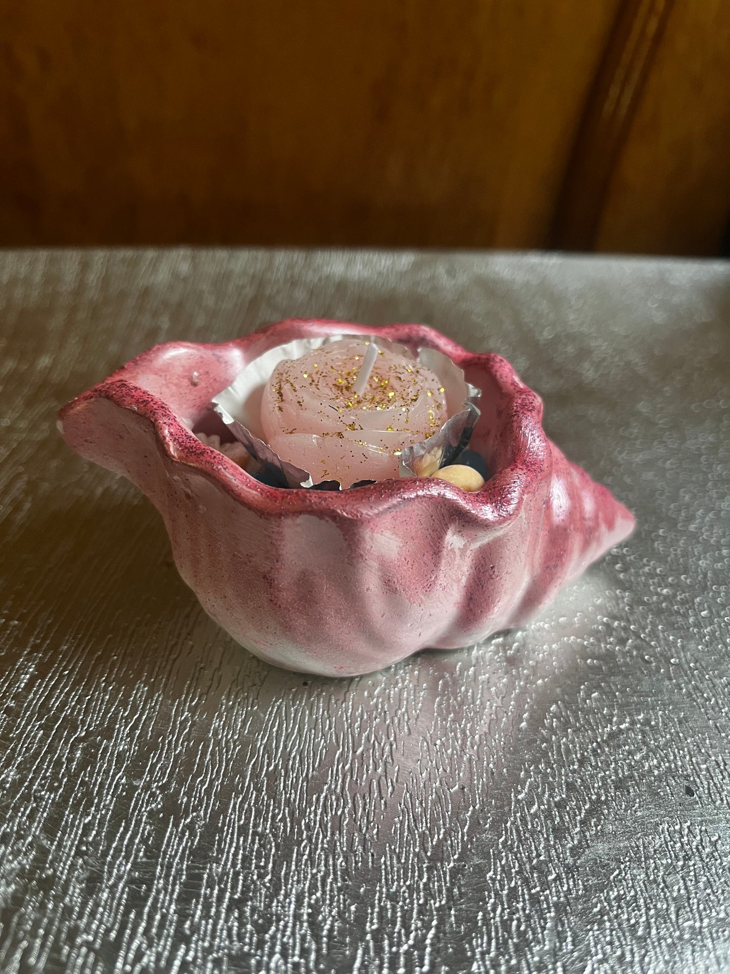 Bougie / coquille d escargot en plâtre
