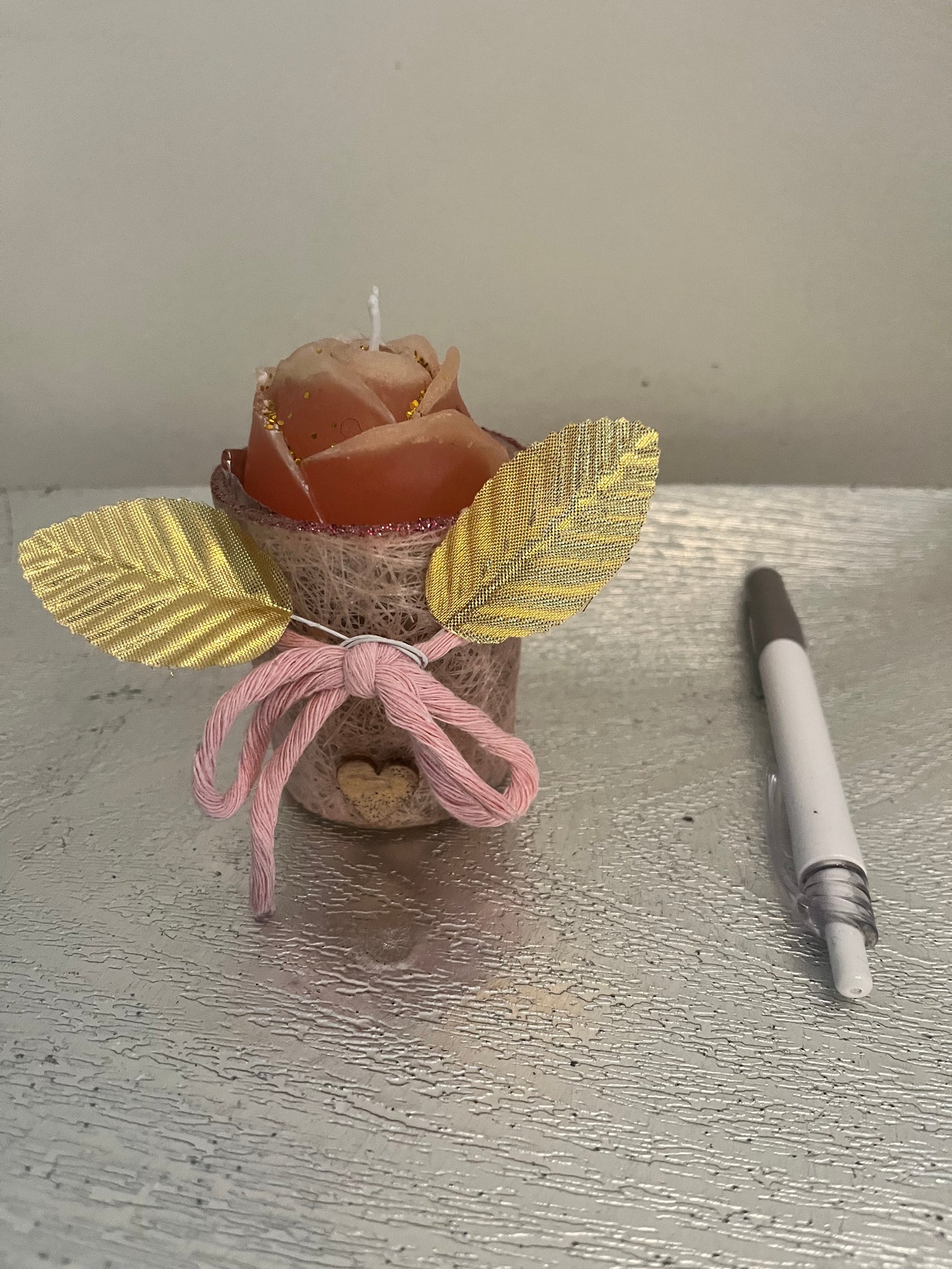Bougie / petit verre rose