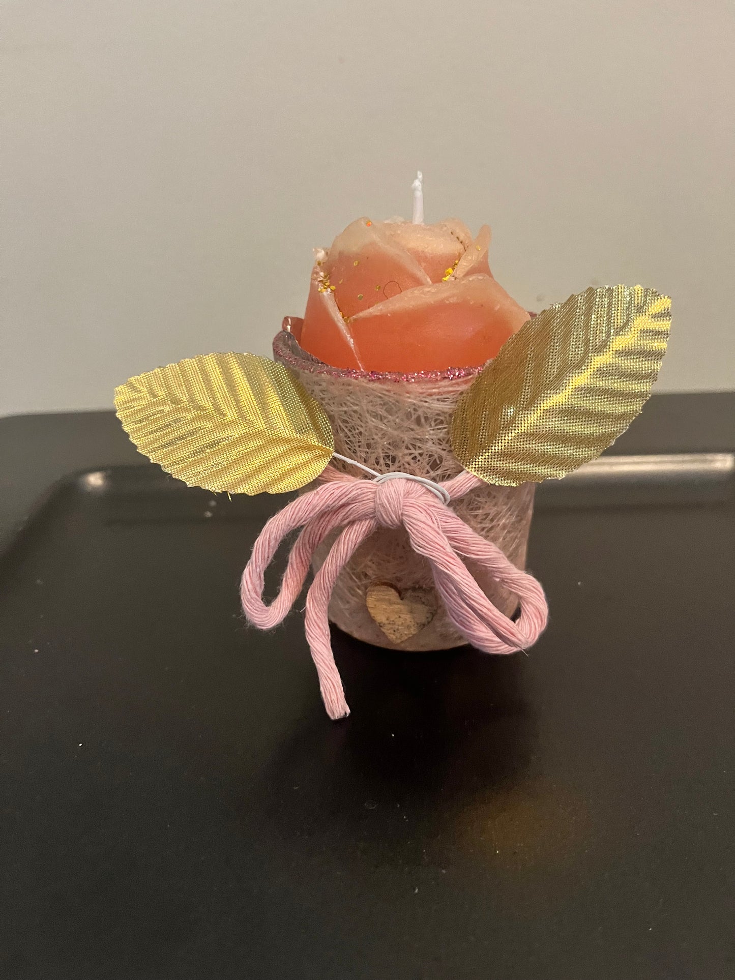 Bougie / petit verre rose