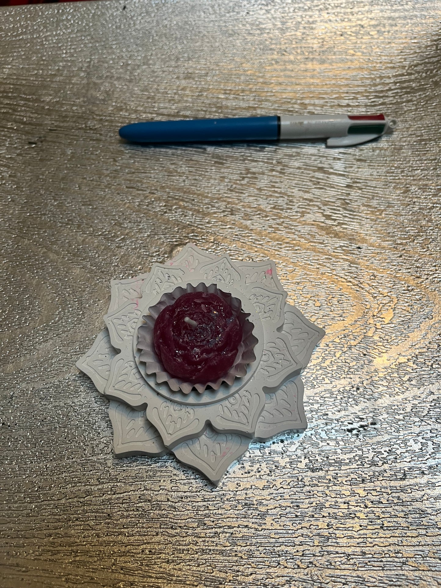 Bougie / fleur de Lotus en plâtre