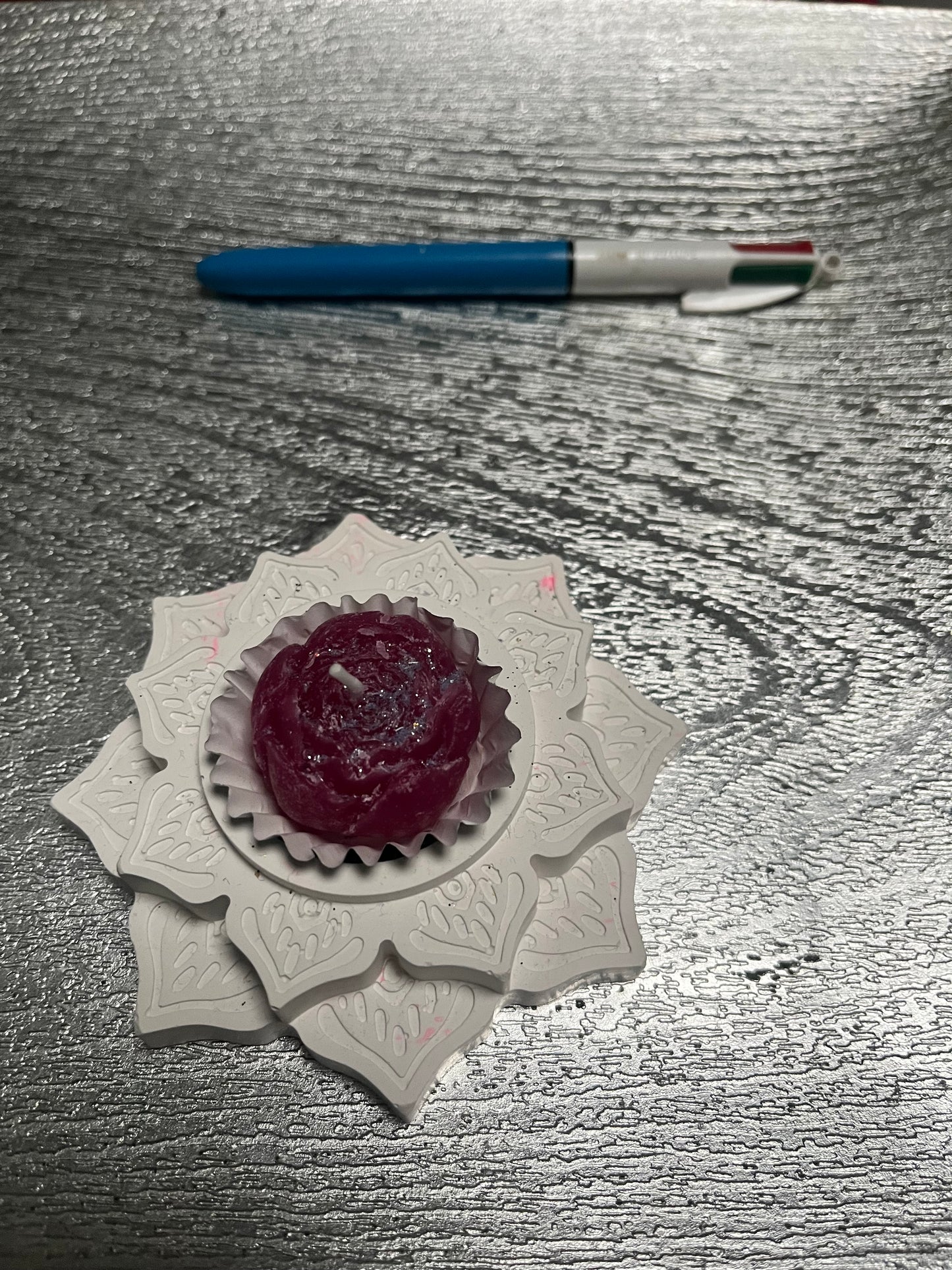 Bougie / fleur de Lotus en plâtre