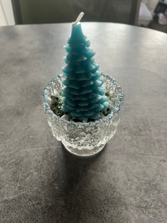 Bougie sapin vert + coupe chic
