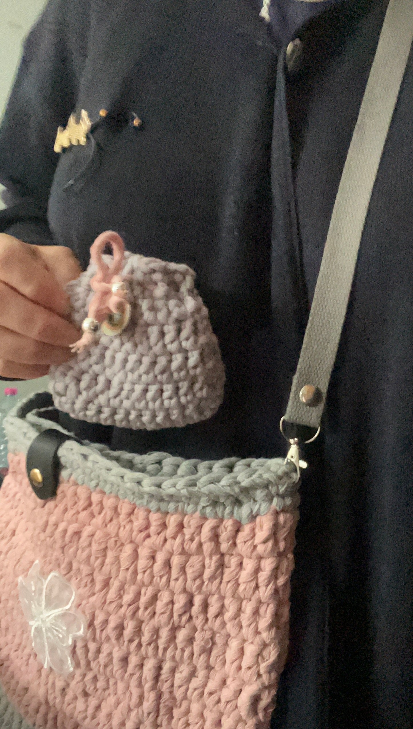 Sac rose et gris