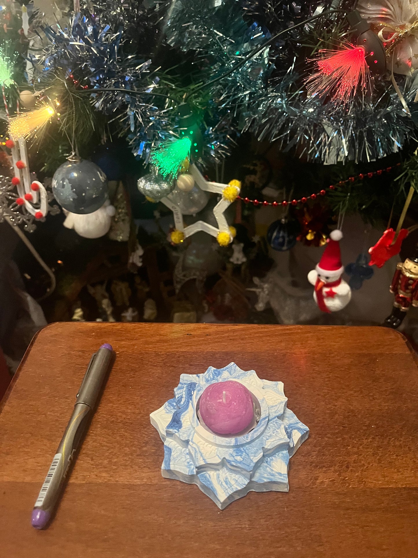 Bougie / fleur de lotus en plâtre