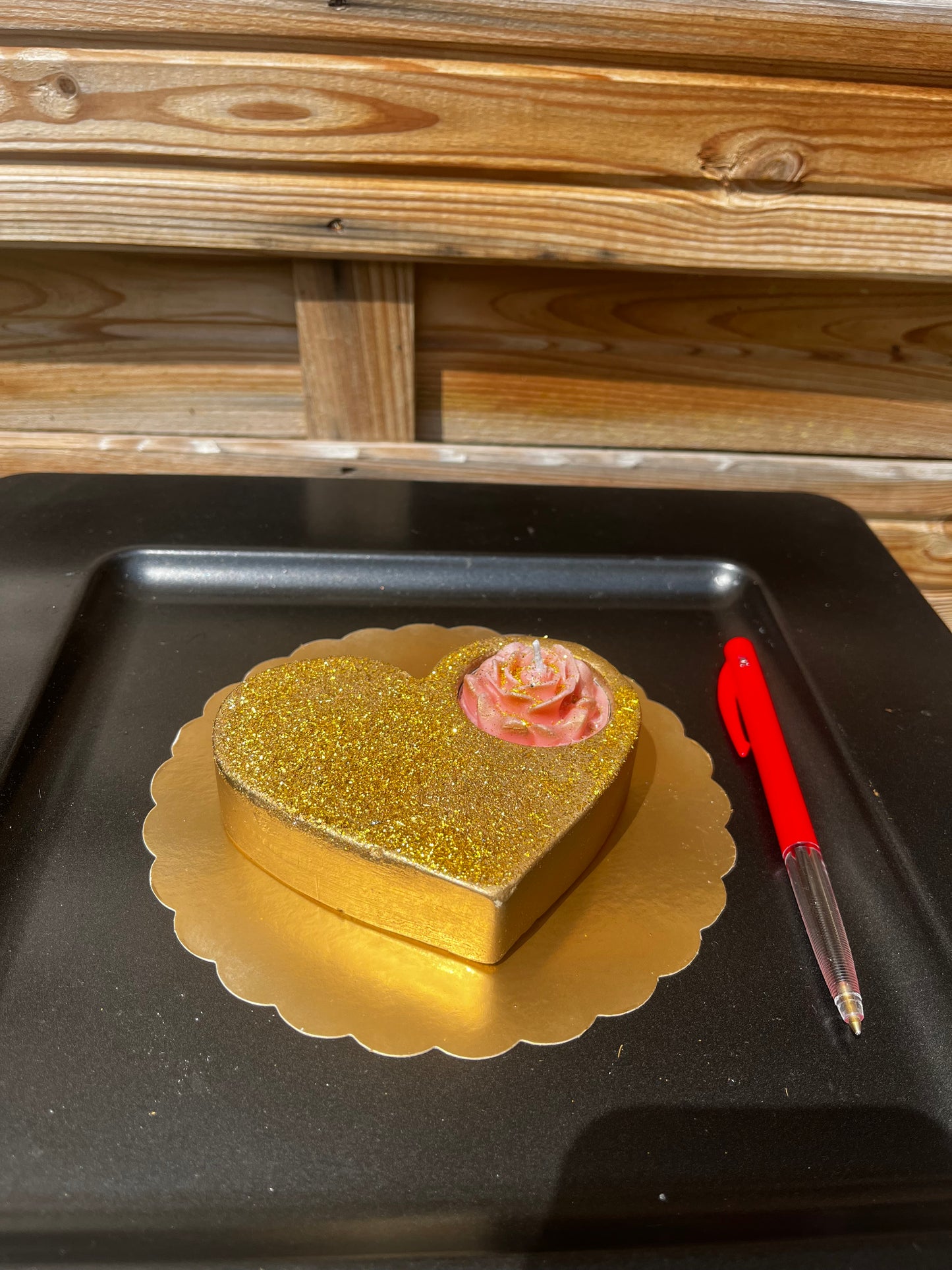 Bougie cœur or