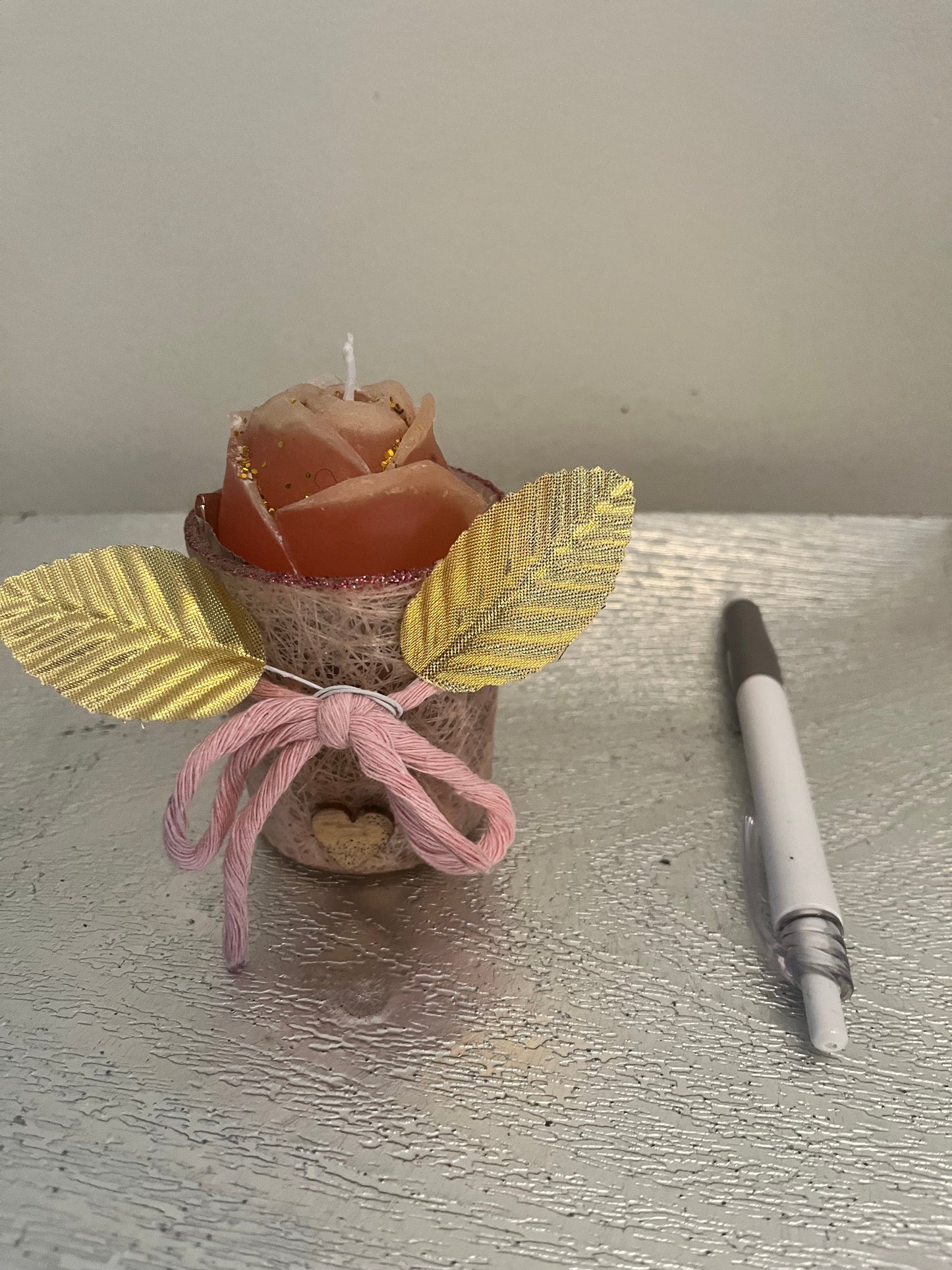 Bougie / petit verre rose
