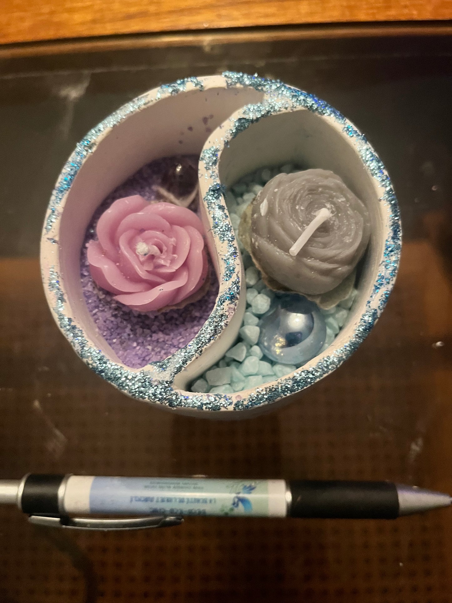 Bougie / yin et yang en plâtre