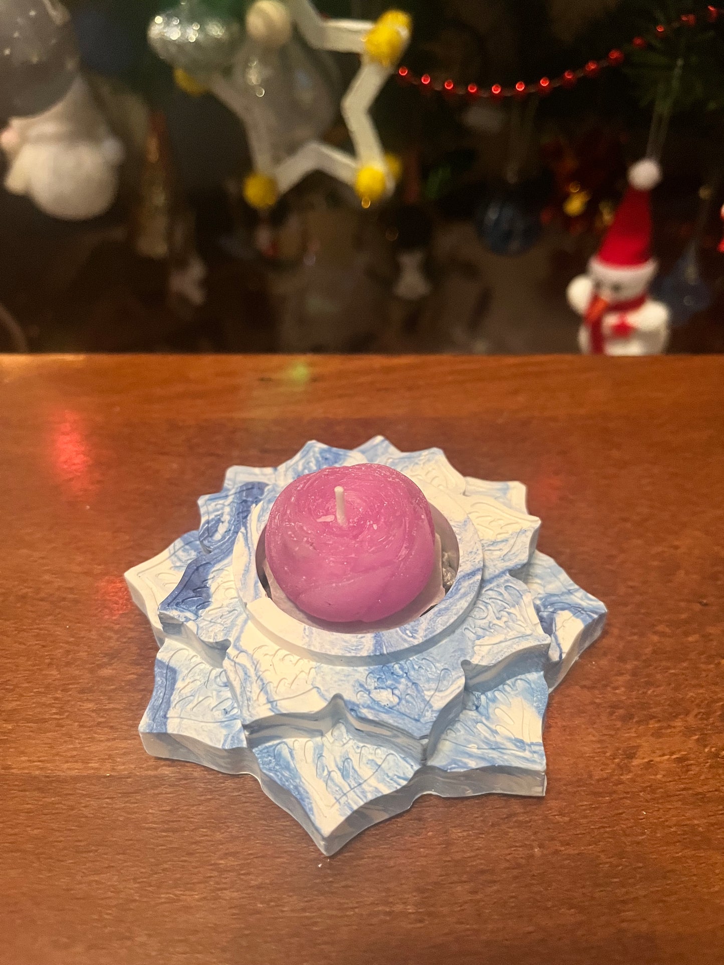 Bougie / fleur de lotus en plâtre