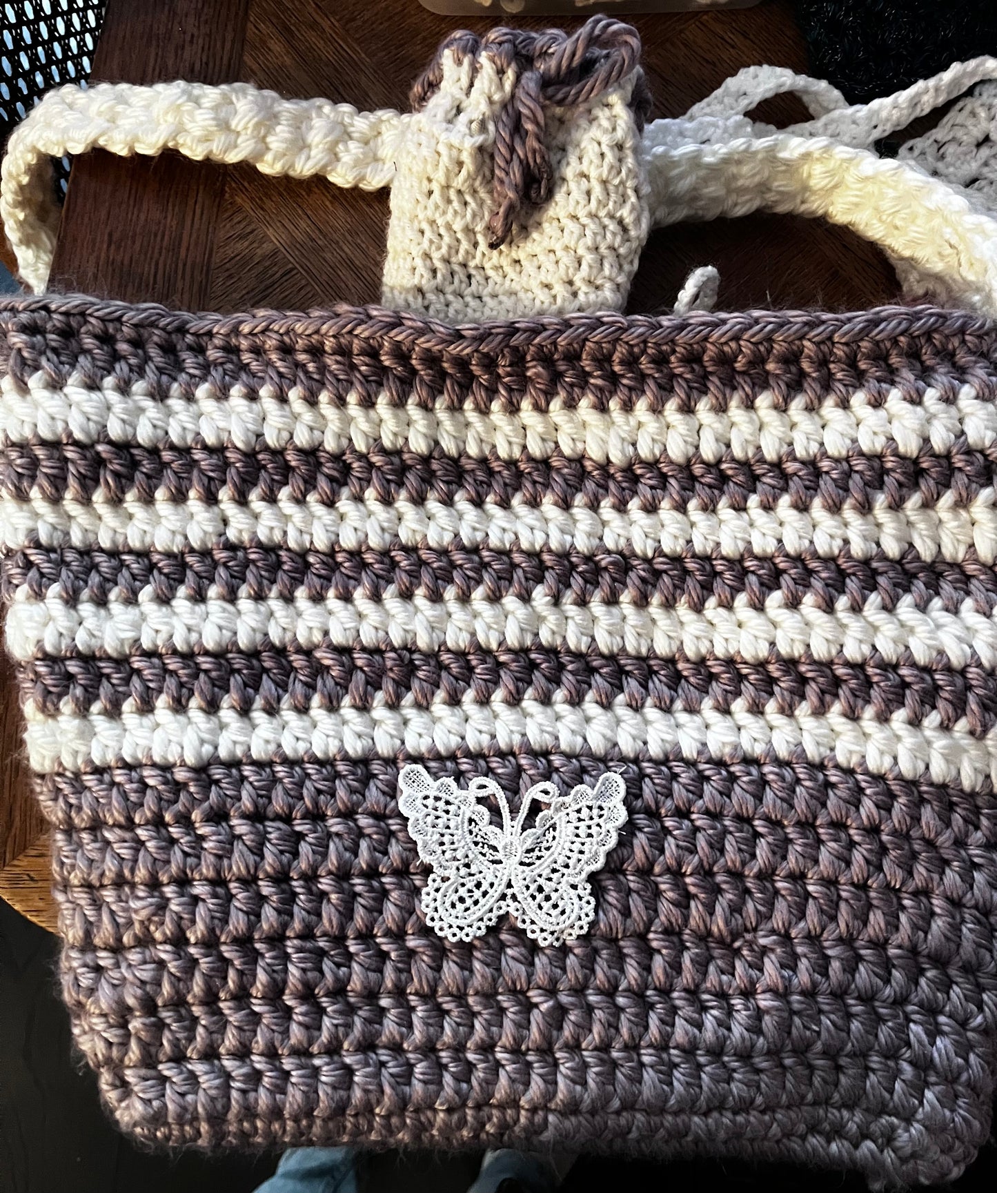 Sac lilas/gris et blanc