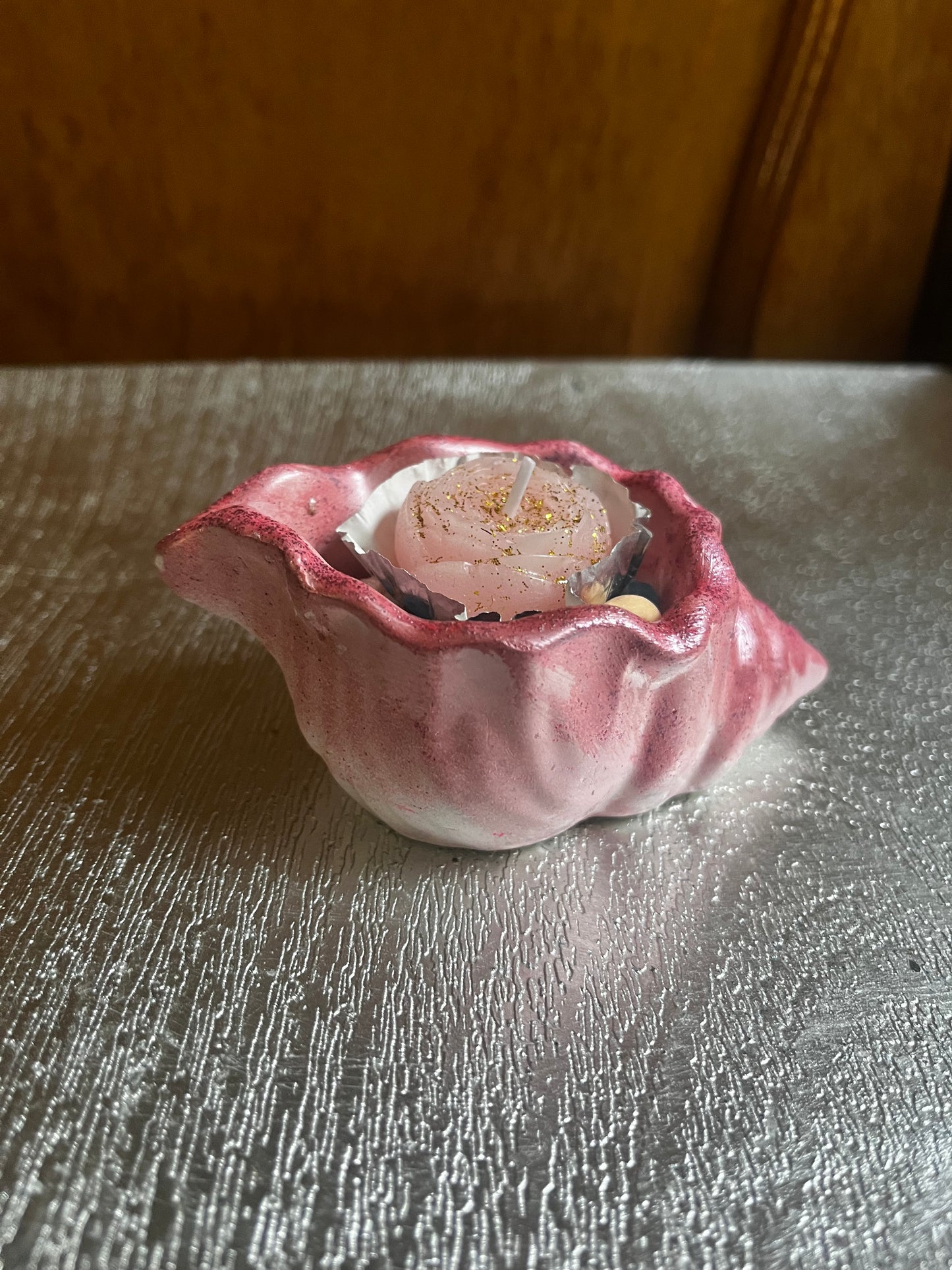 Bougie / coquille d escargot en plâtre