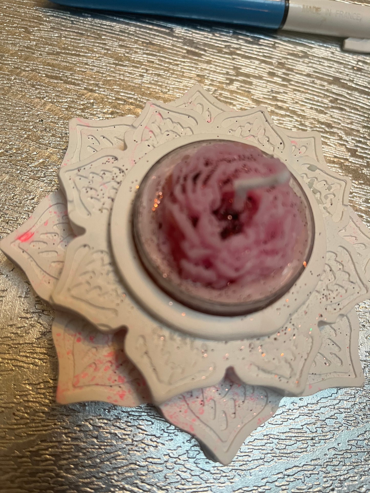 Bougie / fleur de lotus en plâtre