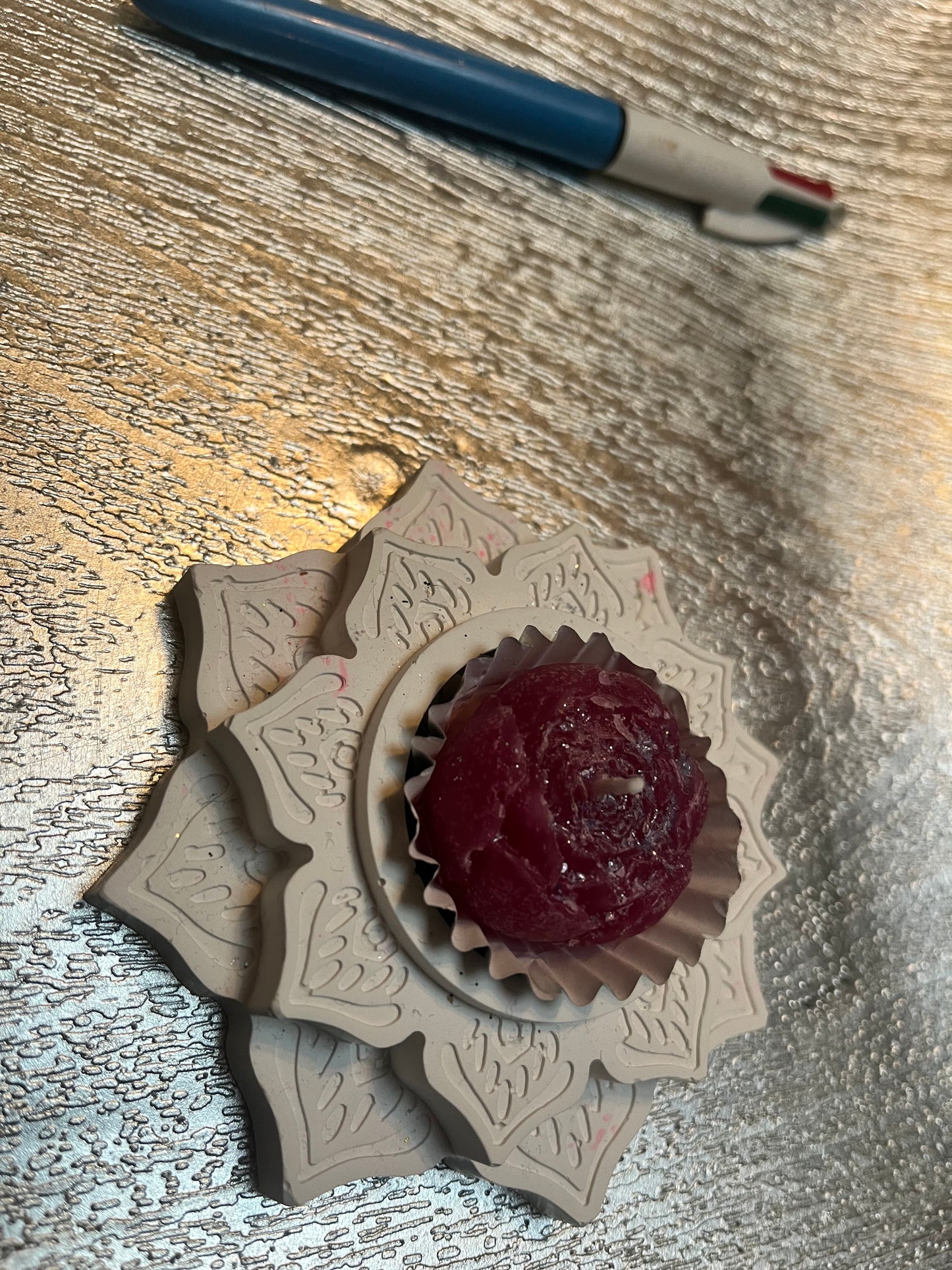 Bougie / fleur de Lotus en plâtre