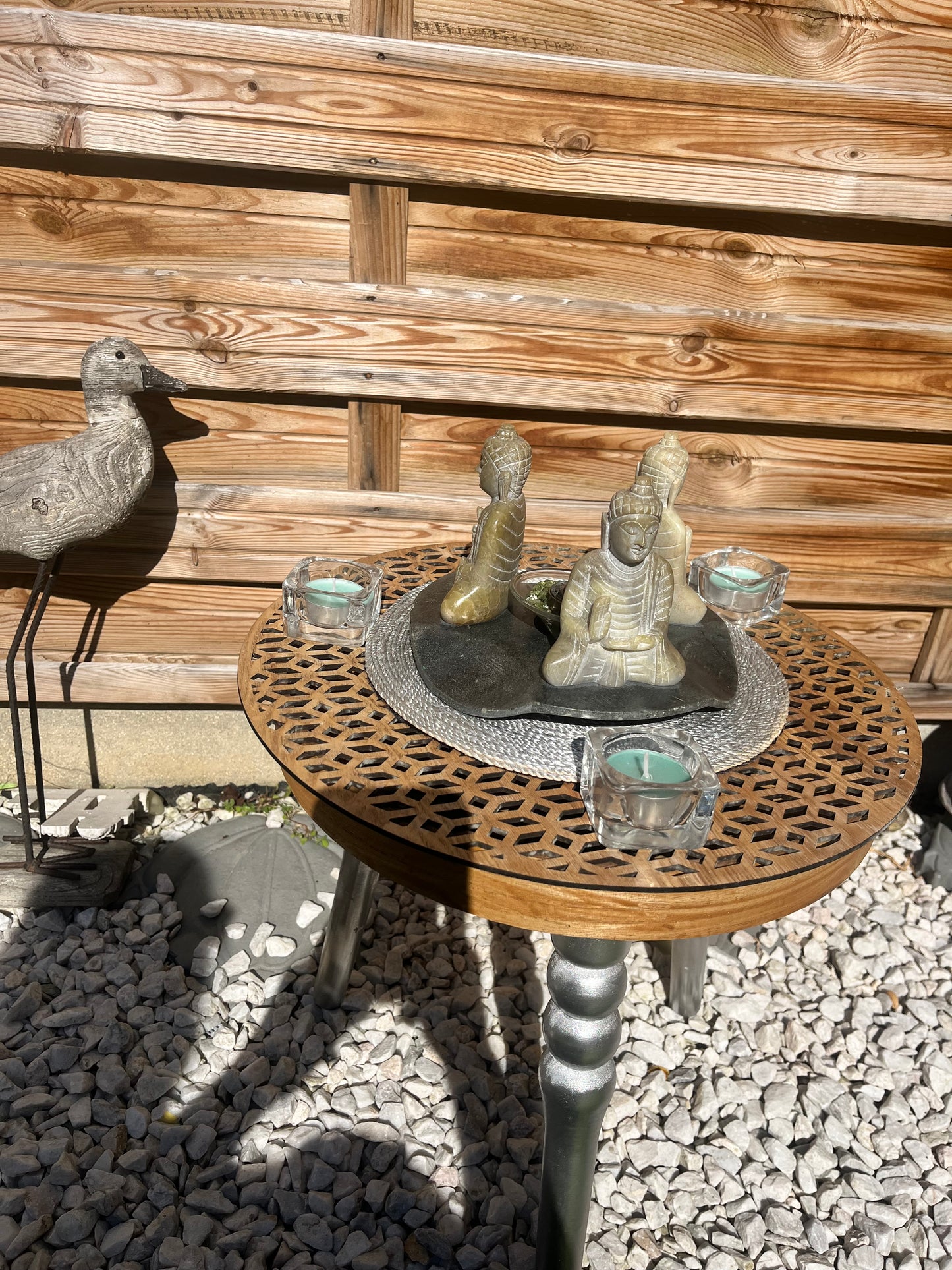 Bougeoir zen avec plateau à pieds