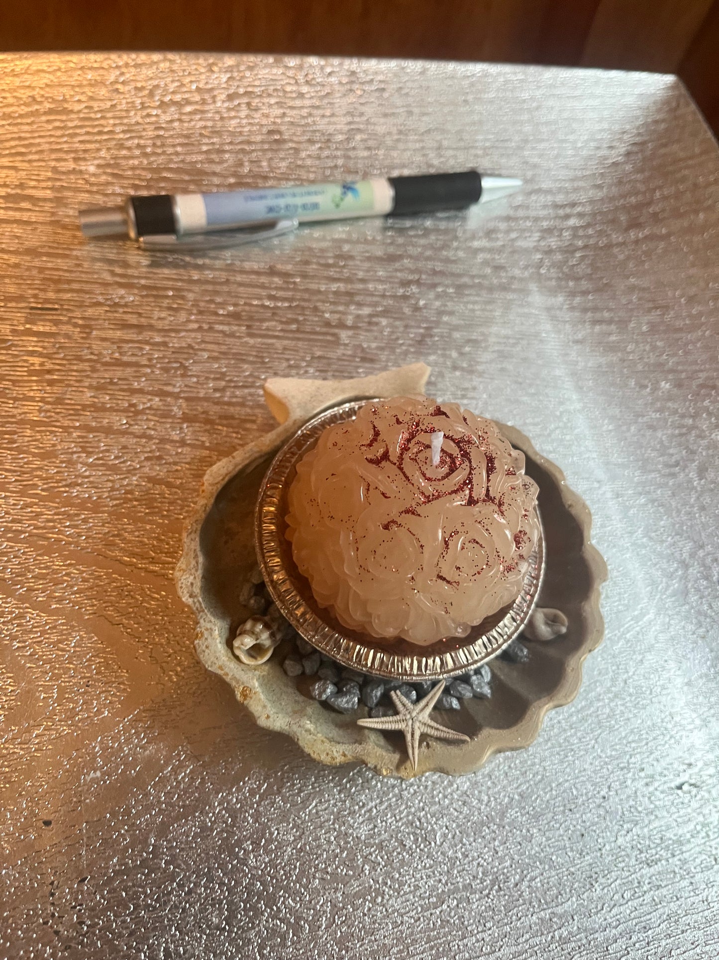 Bougie / coquille St Jacques en plâtre