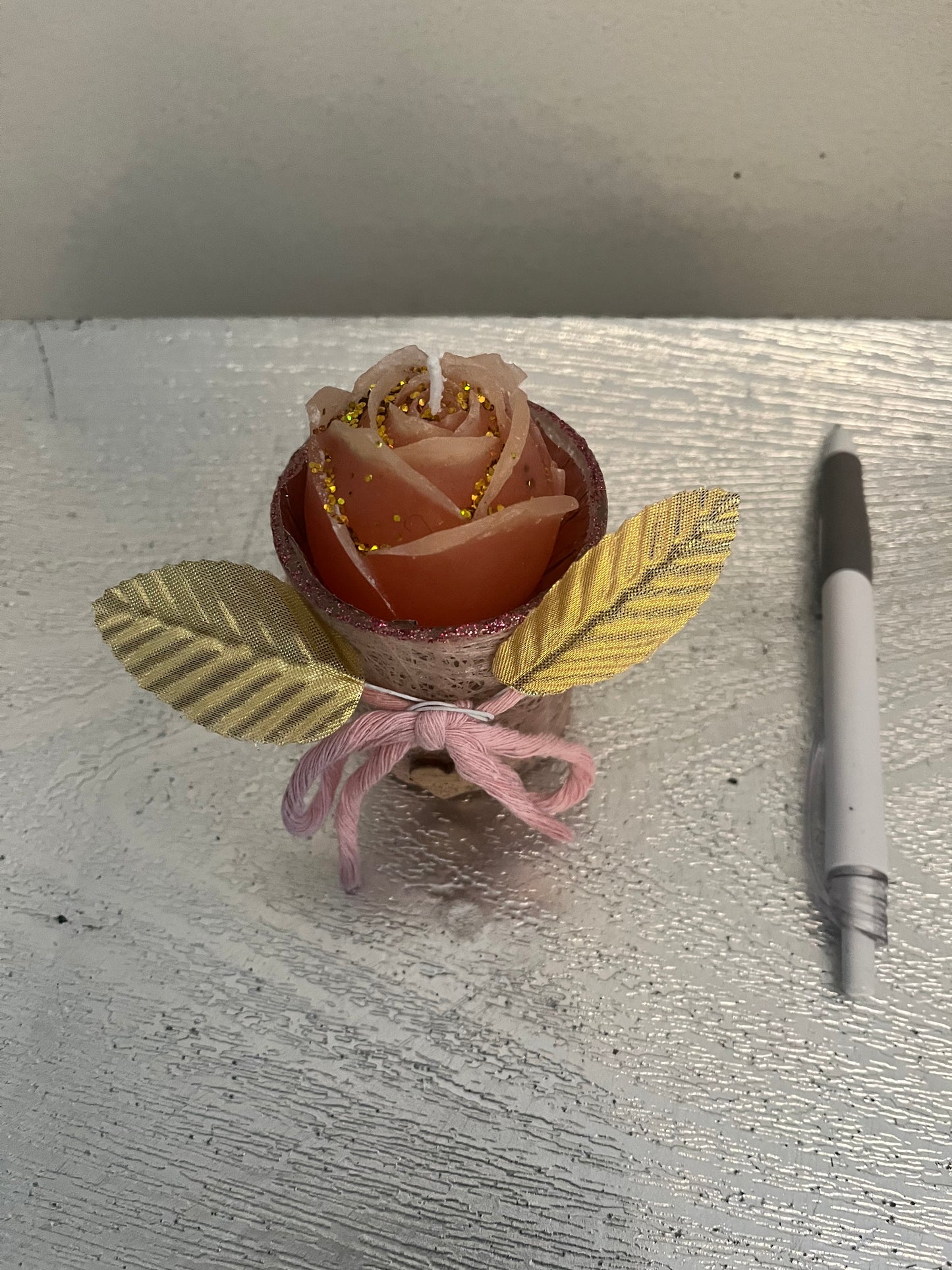 Bougie / petit verre rose