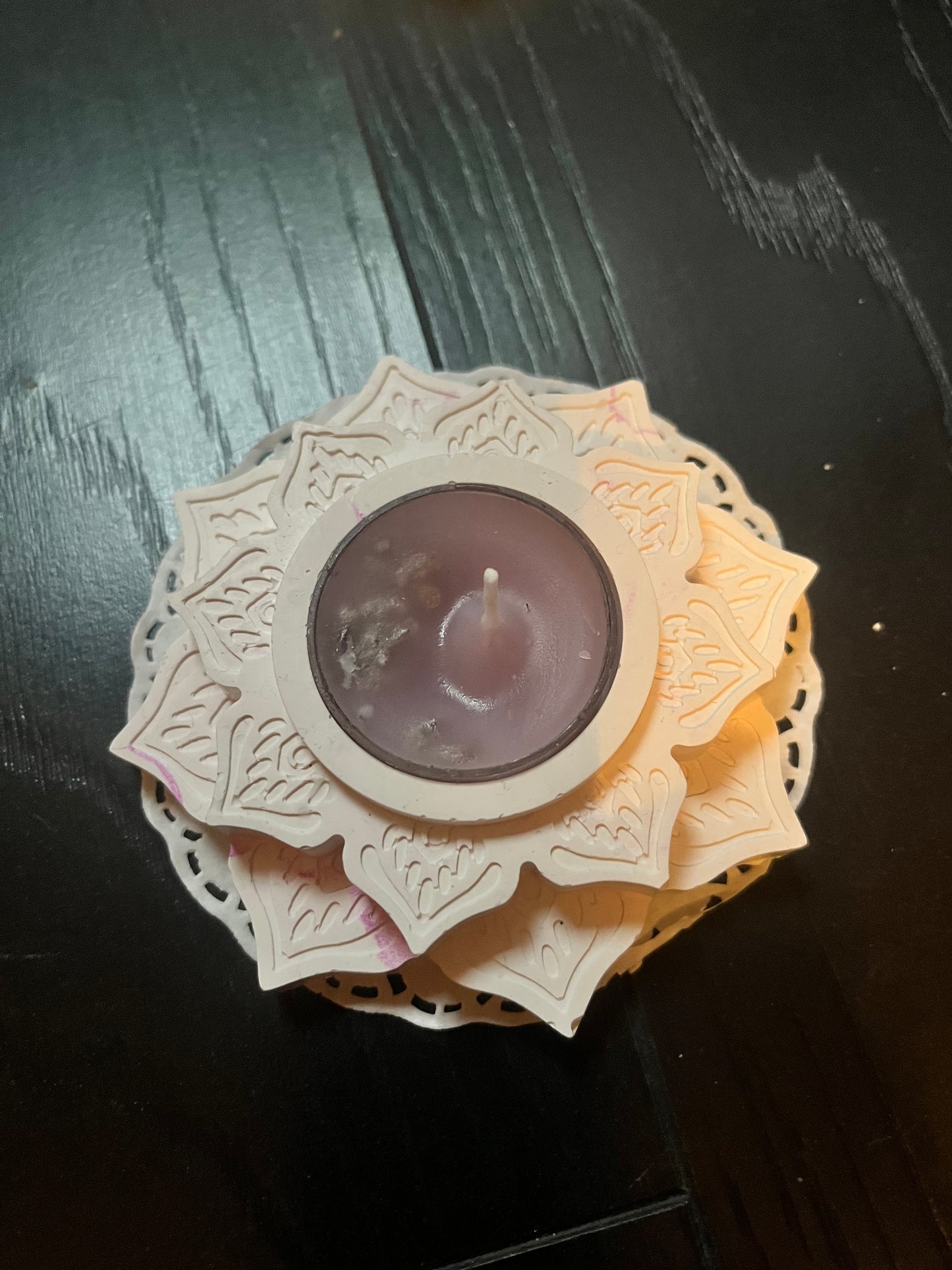 Bougie / fleur de lotus en plâtre