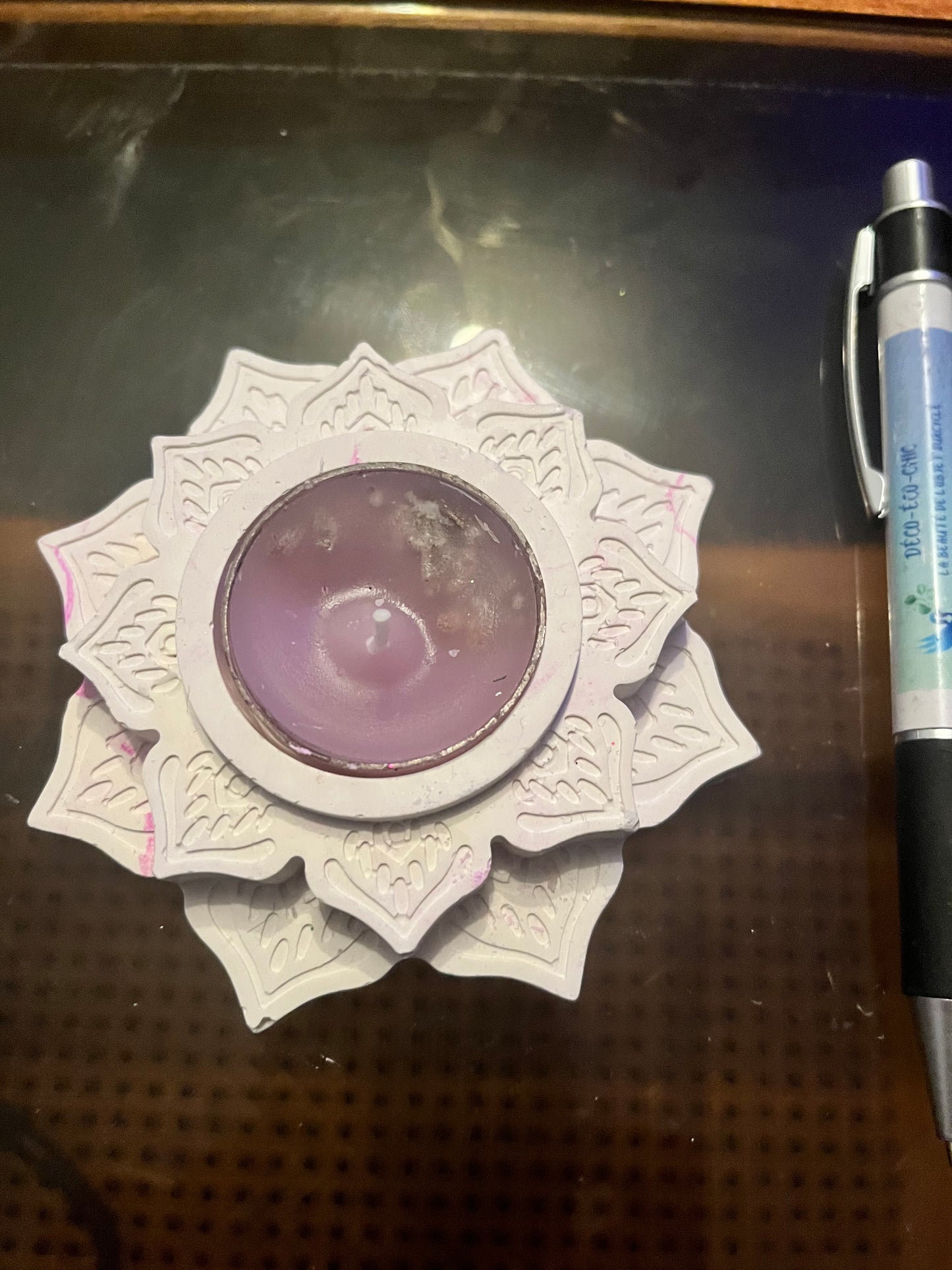 Bougie / fleur de lotus en plâtre