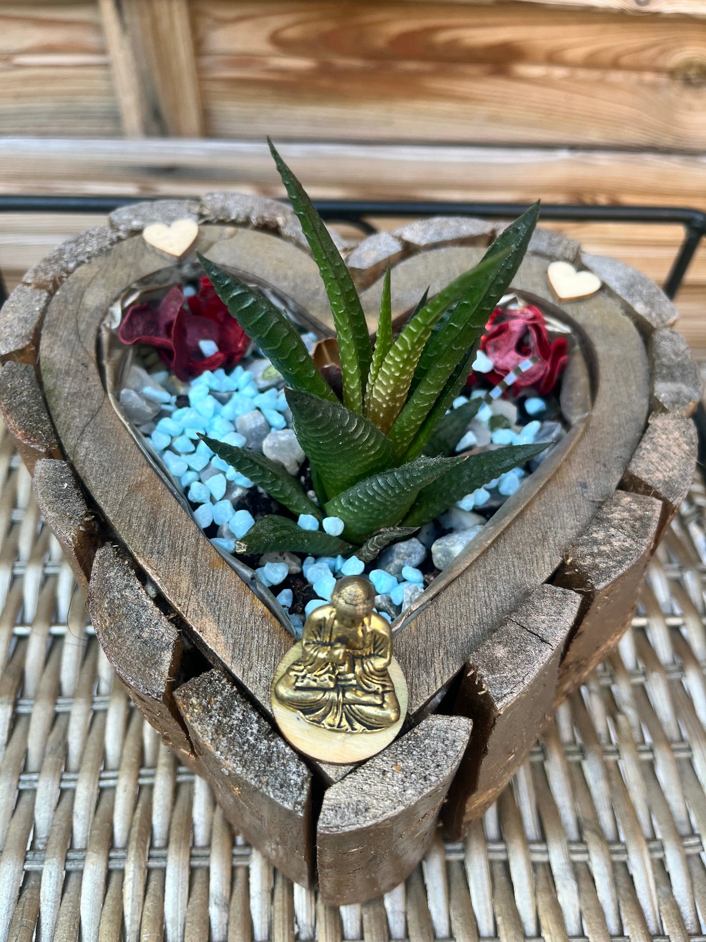 Pot cœur avec fleur cactus
