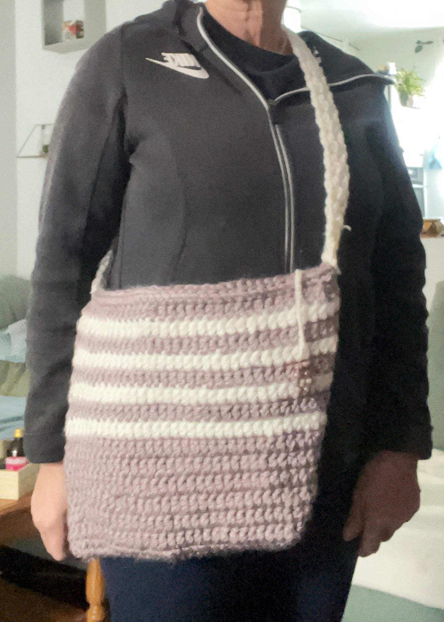 Sac lilas/gris et blanc