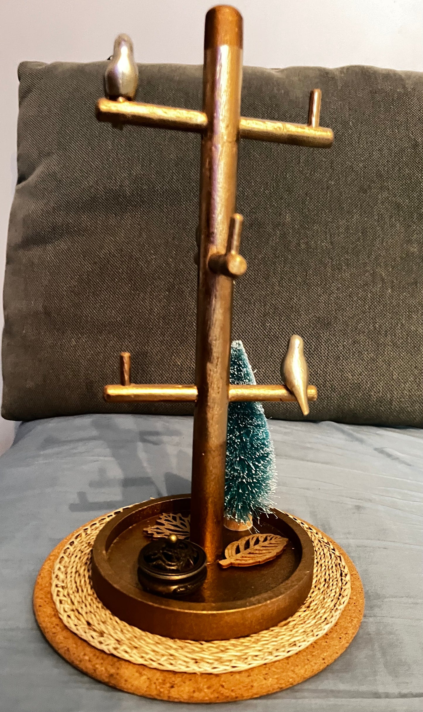 Porte bijoux en bois avec décor oiseaux