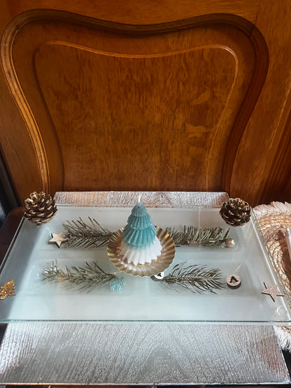 Centre de table avec bougie sapin pour les fêtes de fin d année