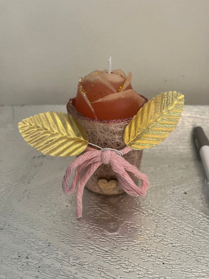 Bougie / petit verre rose